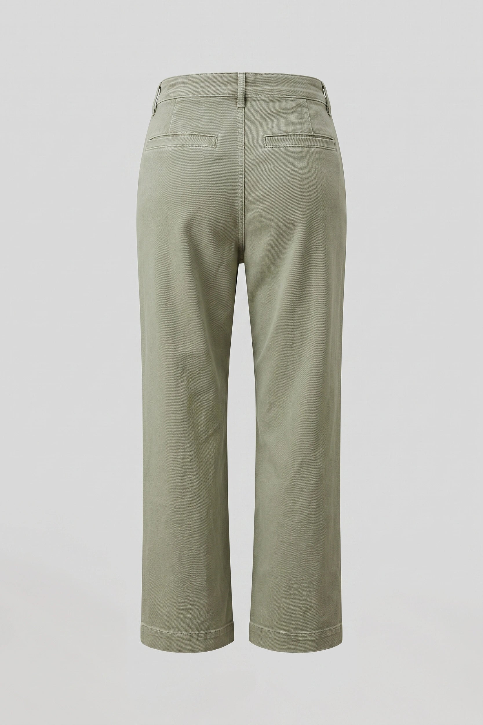Ankle Cut Wide Leg High Waist Denim Pants Olive Green