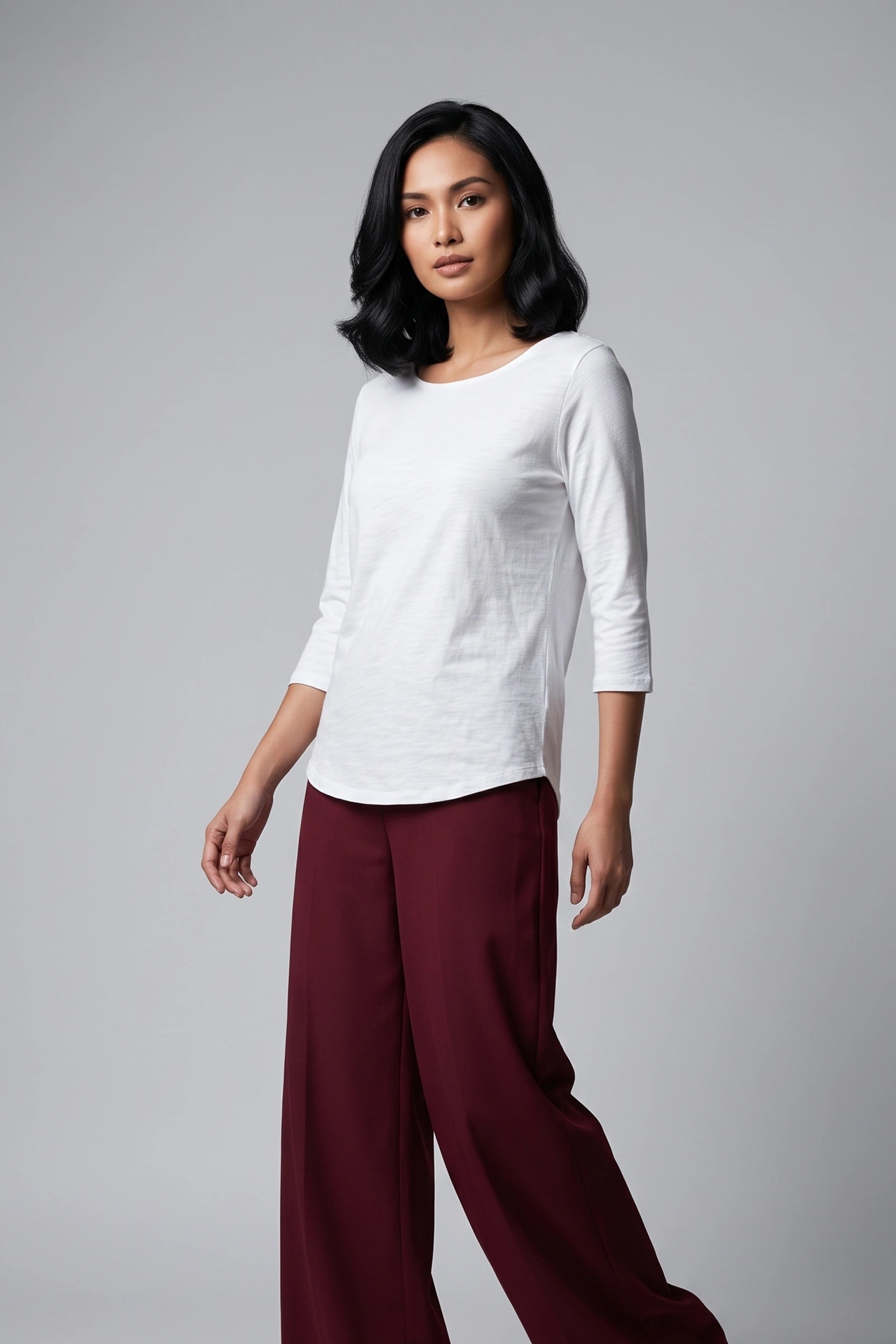 Basic 3/4 Sleeve Top for Women - Casual Everyday Wear