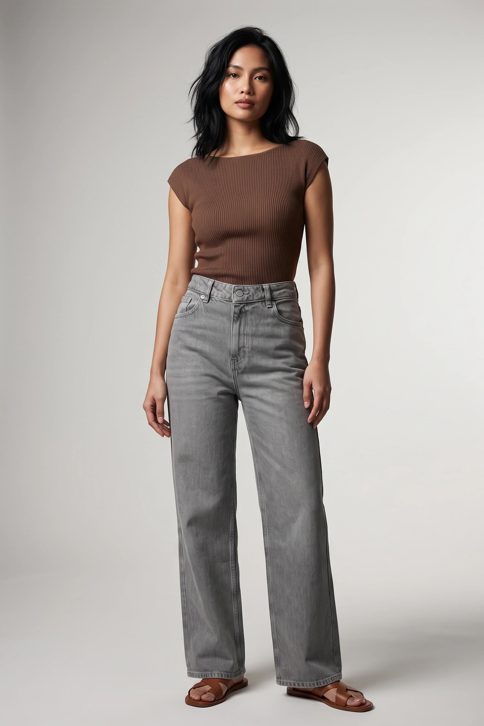 High Rise Wide Leg Denim Jeans Women Multi Colour