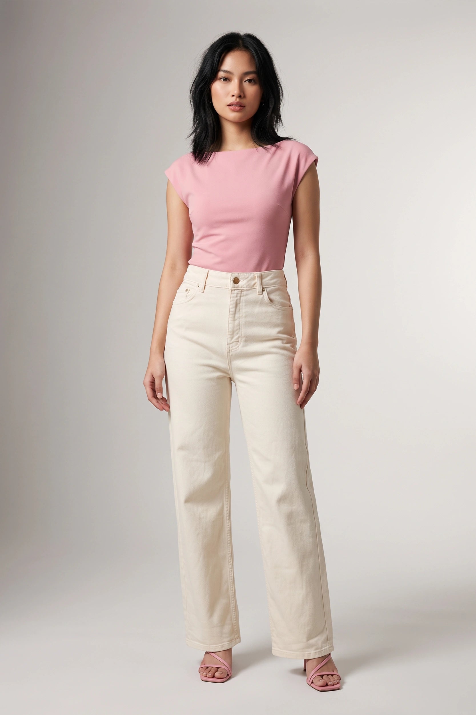 High Rise Wide Leg Denim Jeans Women Multi Colour