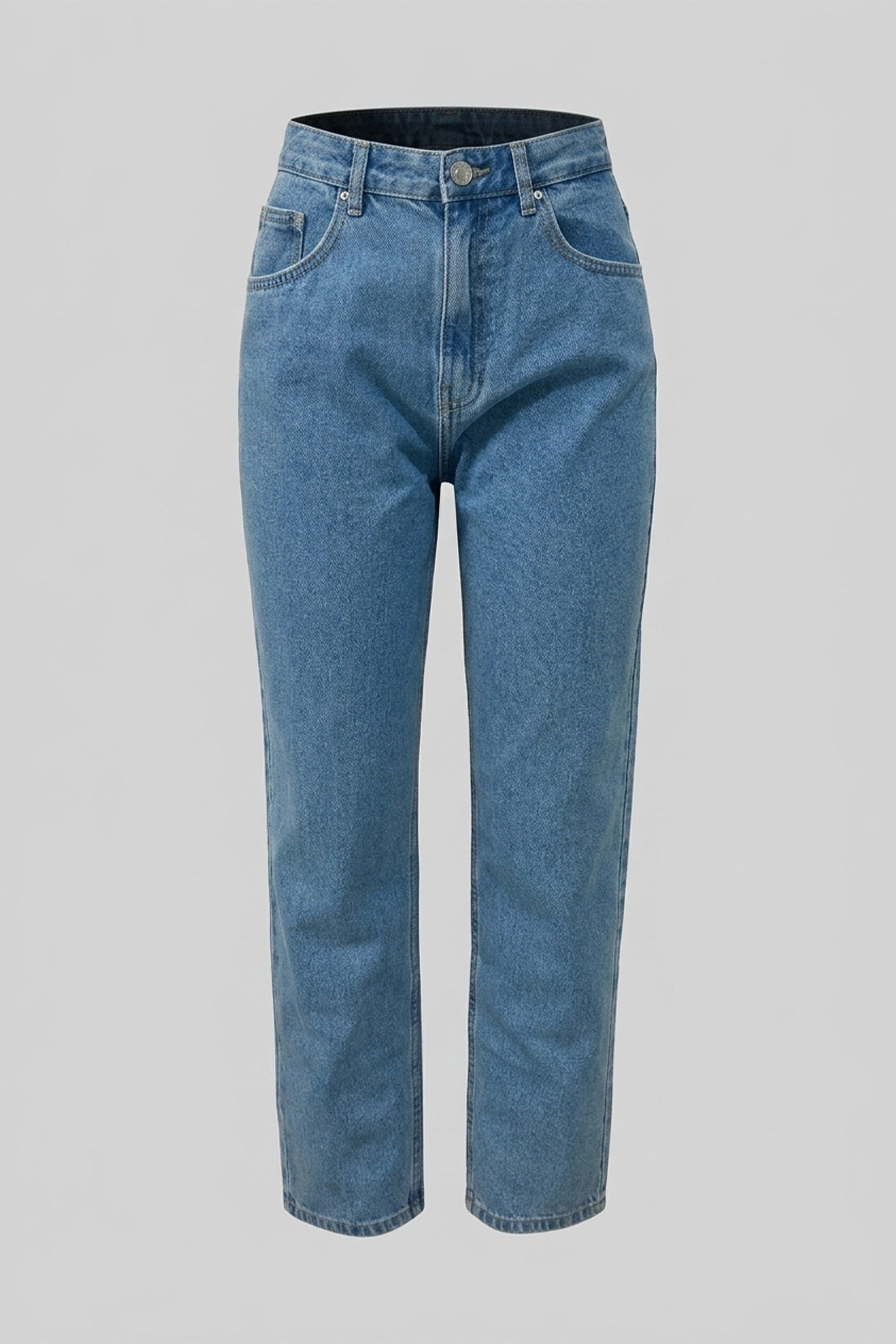 Denim Mom Jeans - High Waist Trendy Fit