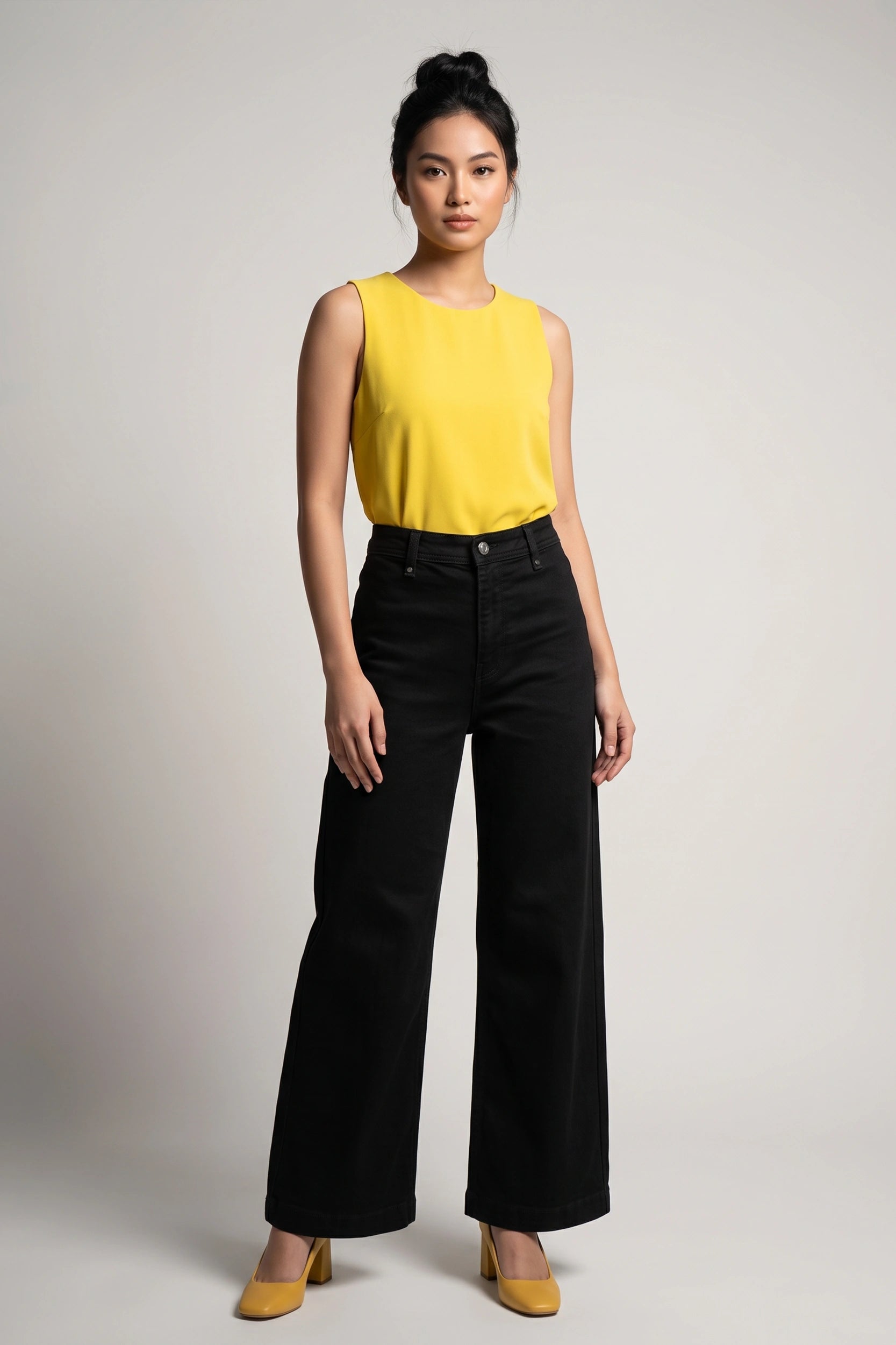 Relaxed Super High Rise Wide Leg Denim Pants Women Black