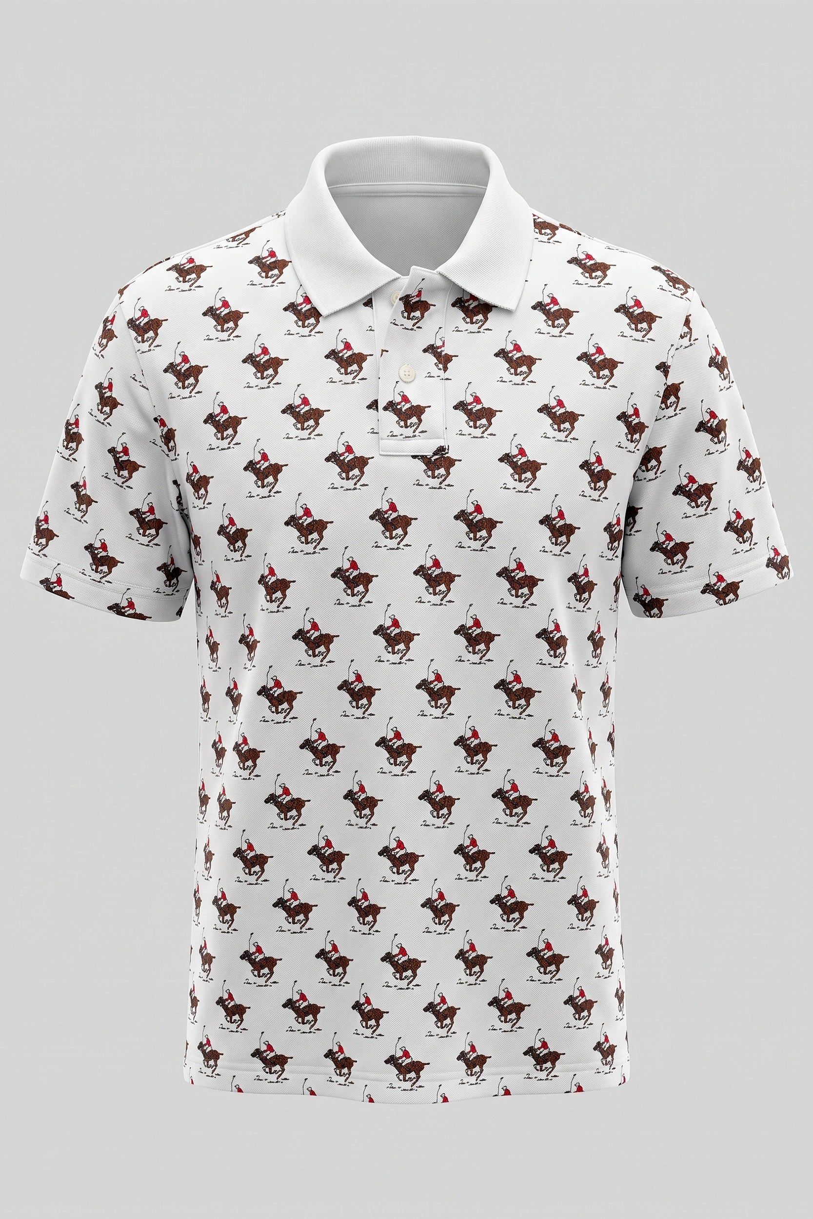 Equestrian Design Slim Fit Polo Shirt for Men - Cotton