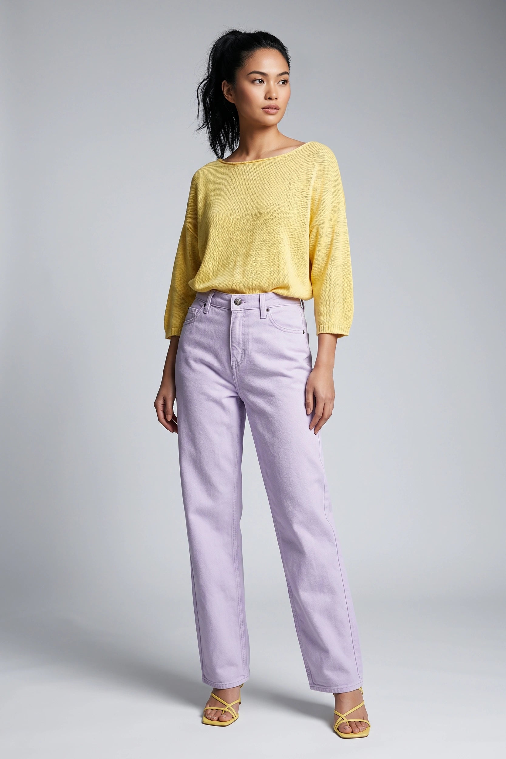 High Rise Slim Hip Wide Leg Denim Jeans Women Pink