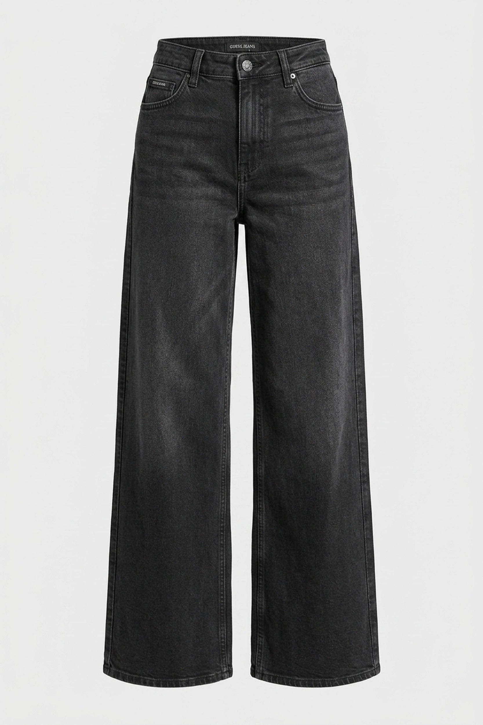 Slim Hip Wide Leg Denim Pants Women Black High Rise