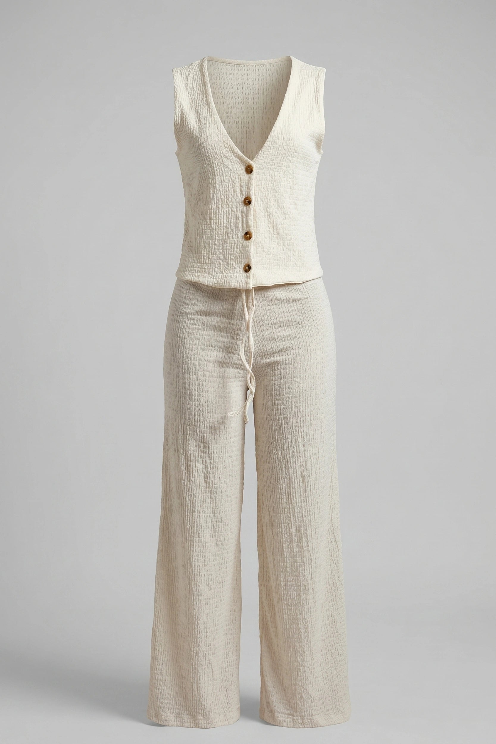 Gusot Mayaman Two Piece Short Vest V-Neck Coord Set