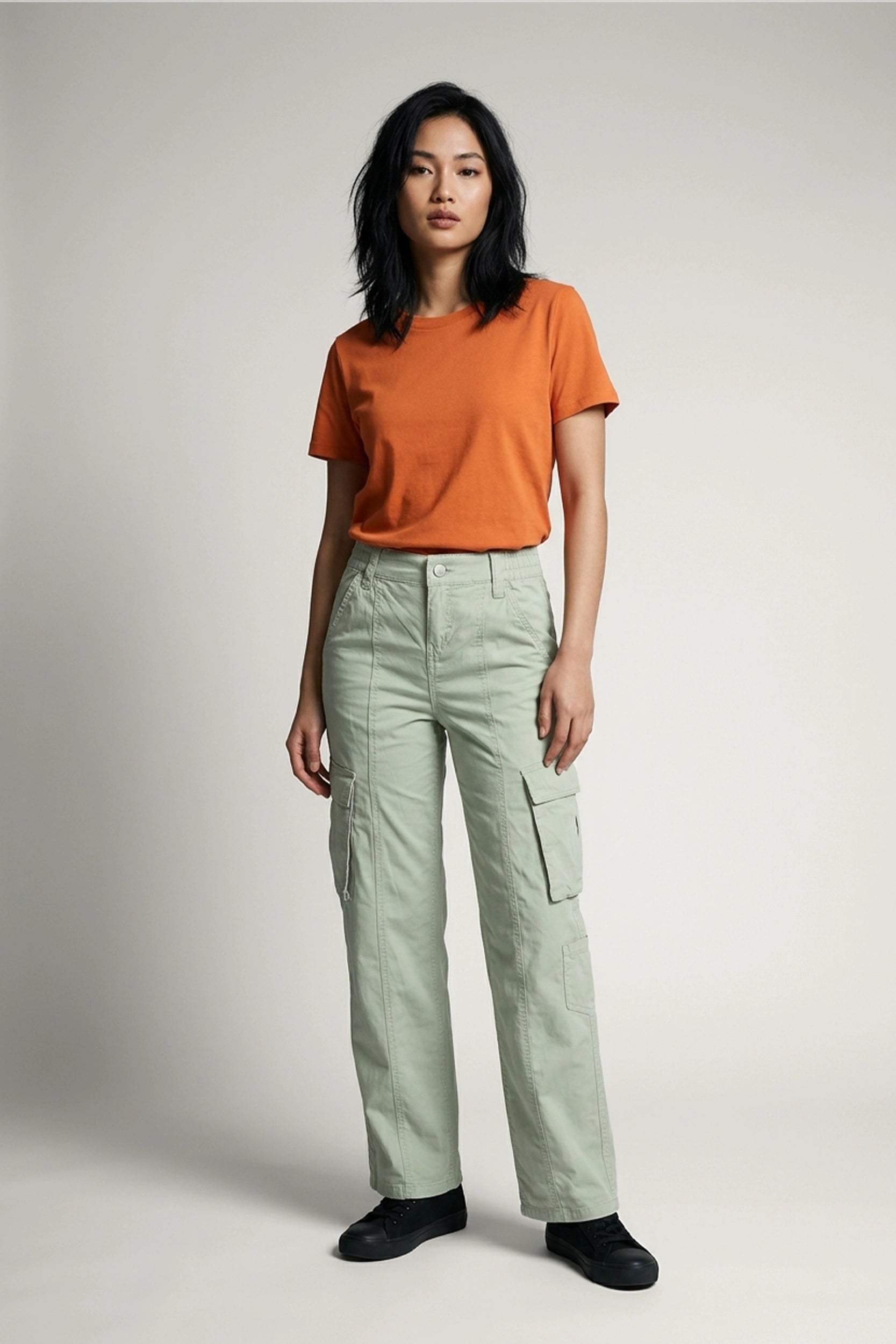 High Rise 5 Pocket Soft Cargo Pants Women Casual