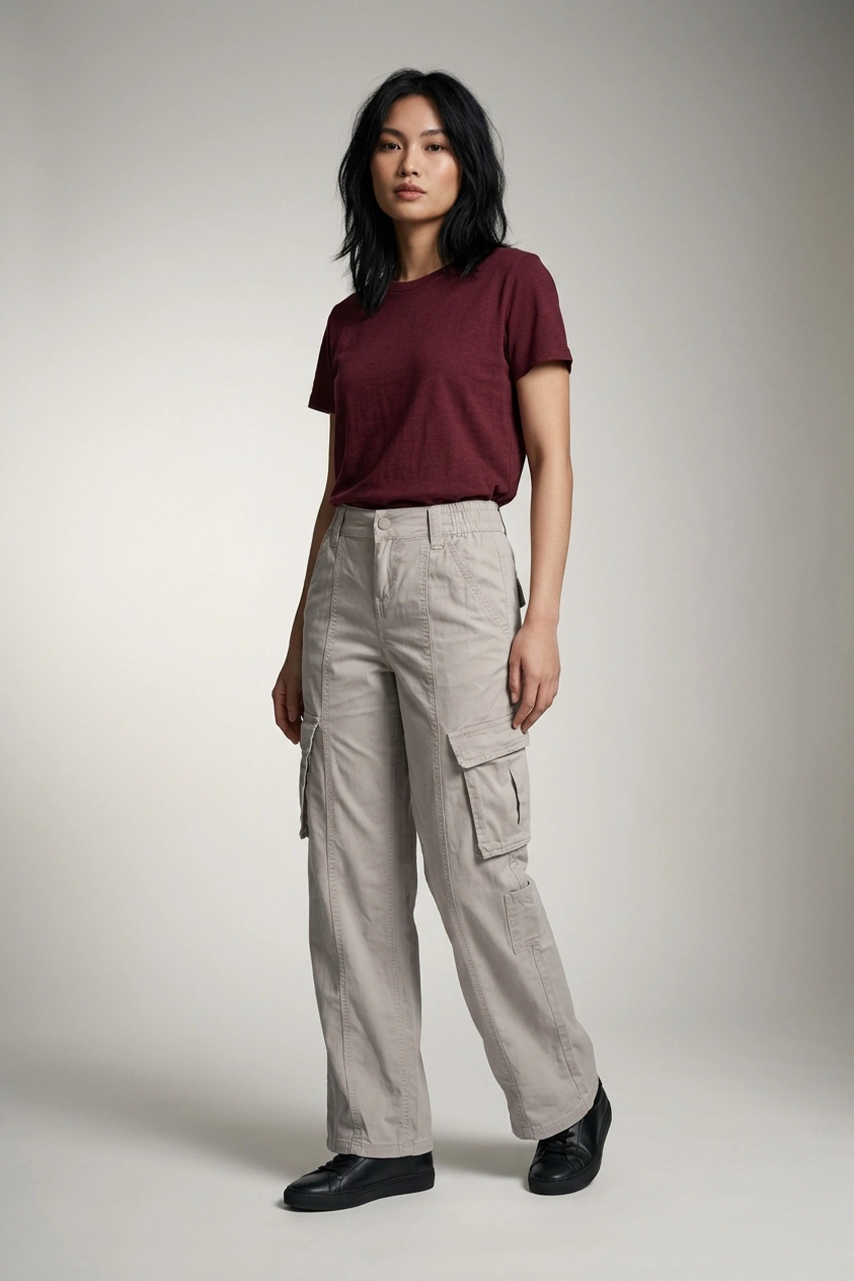 High Rise 5 Pocket Soft Cargo Pants Women Casual