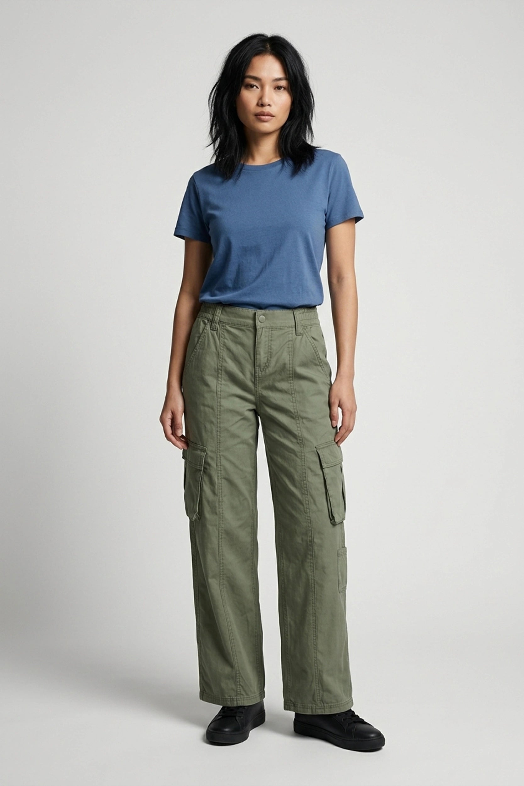 High Rise 5 Pocket Soft Cargo Pants Women Casual