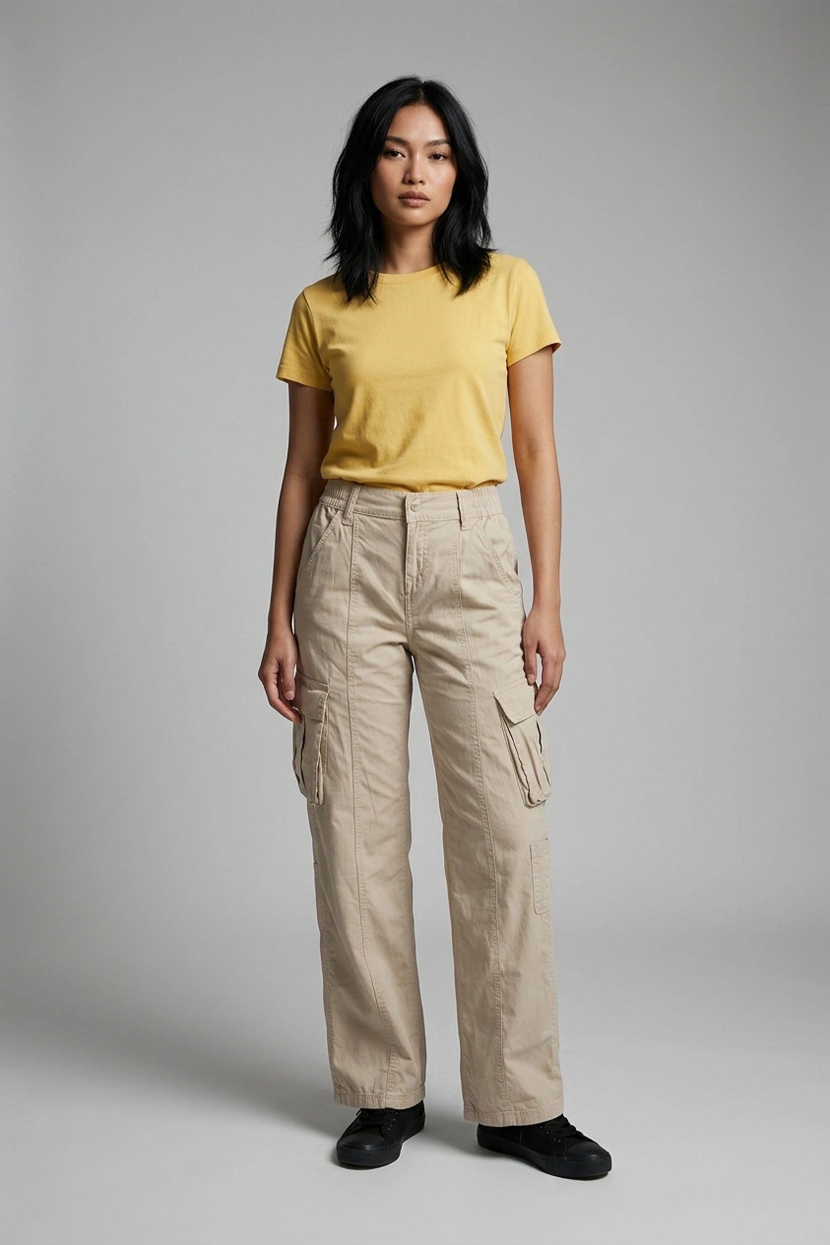 High Rise 5 Pocket Soft Cargo Pants Women Casual