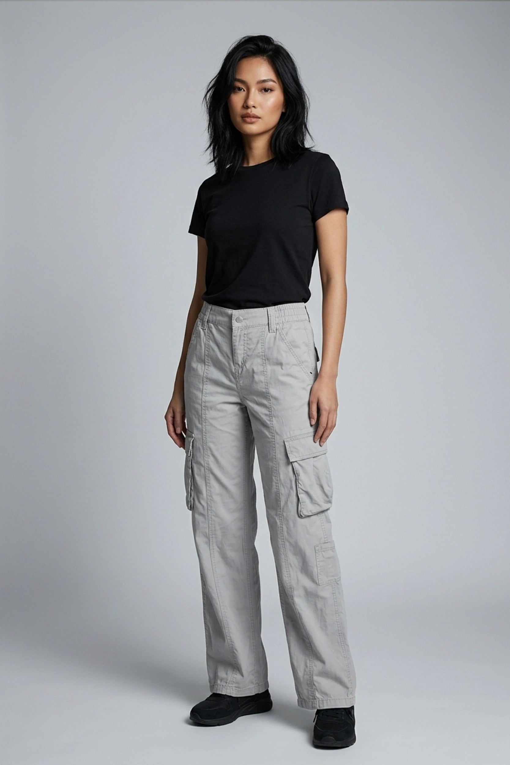 High Rise 5 Pocket Soft Cargo Pants Women Casual