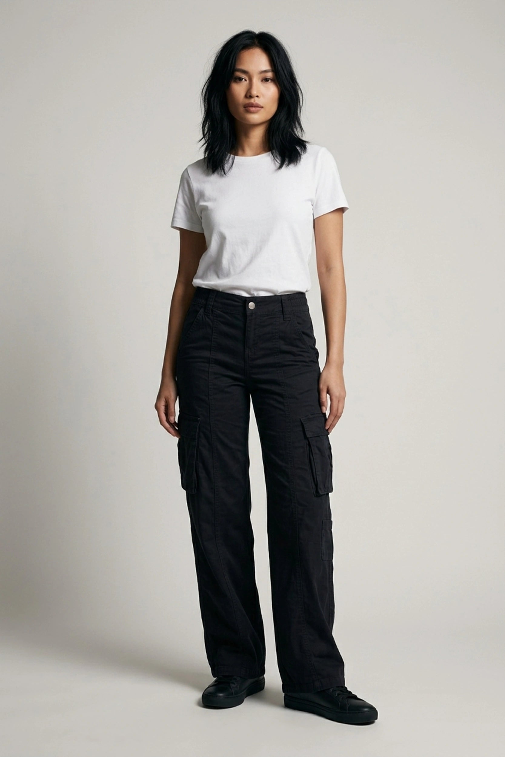 High Rise 5 Pocket Soft Cargo Pants Women Casual