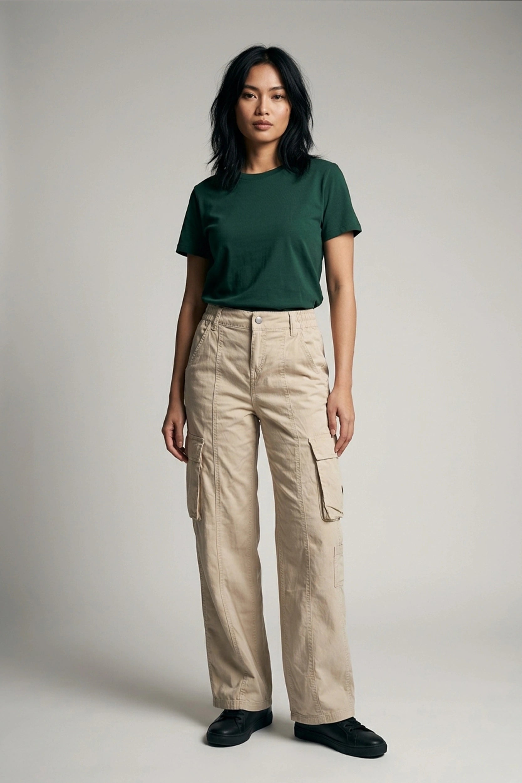 High Rise 5 Pocket Soft Cargo Pants Women Casual