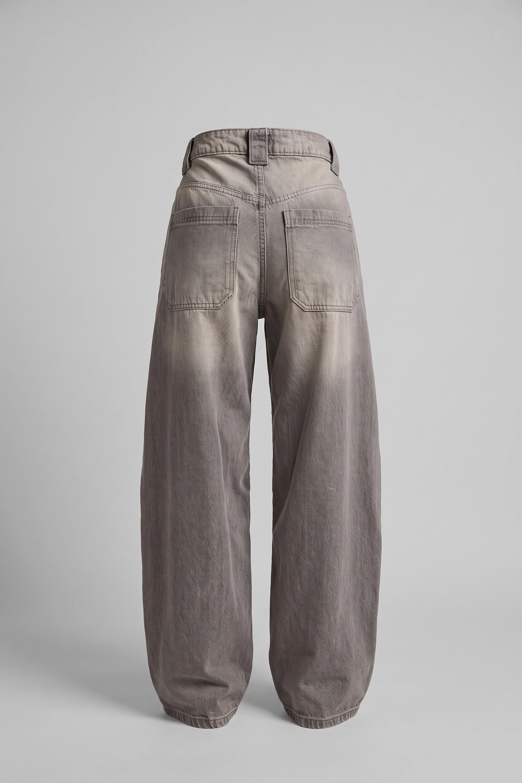 High Rise Barrel Jeans Women Ash Gray Acid Wash Denim