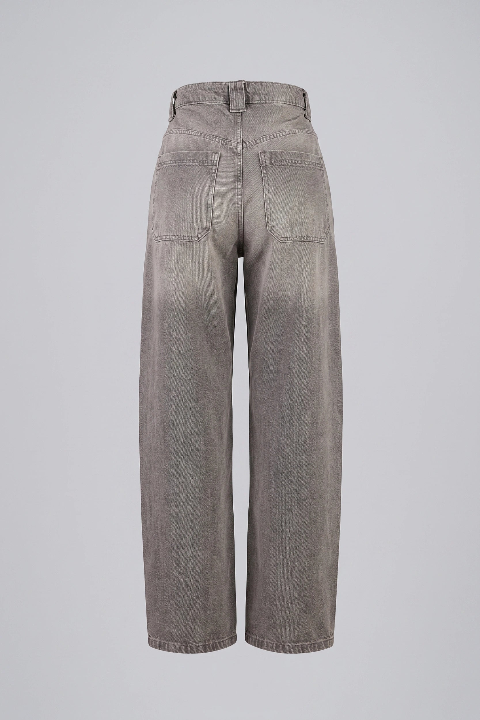 High Rise Barrel Jeans Women Ash Gray Acid Wash Denim