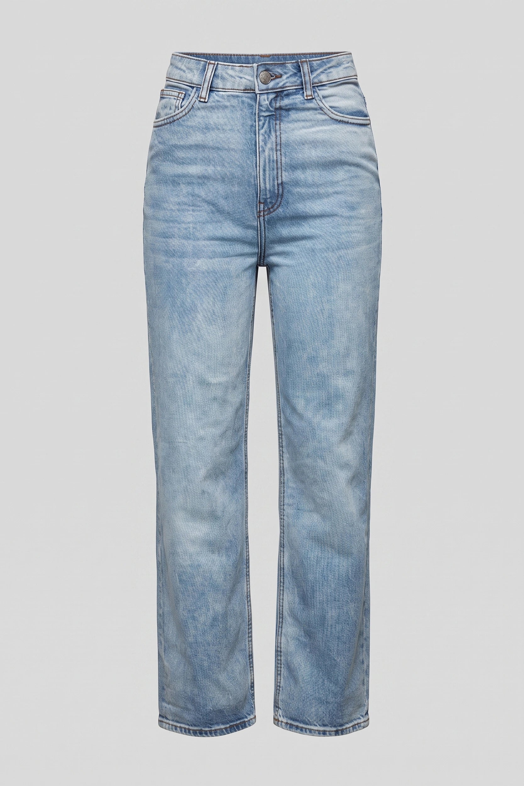 High Rise Wide Leg Jeans Women Marble Light Blue Denim