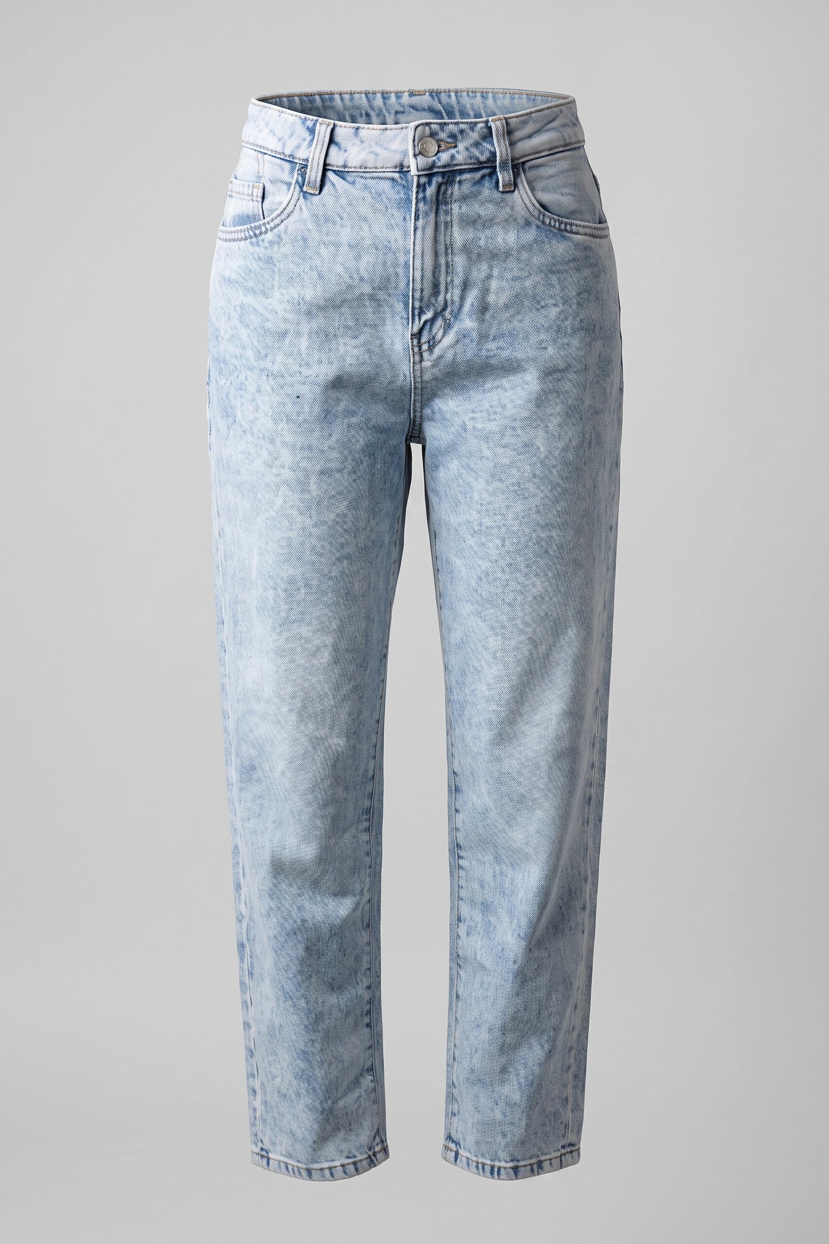 High Rise Mom Jeans Women Light Blue Relaxed Fit Denim