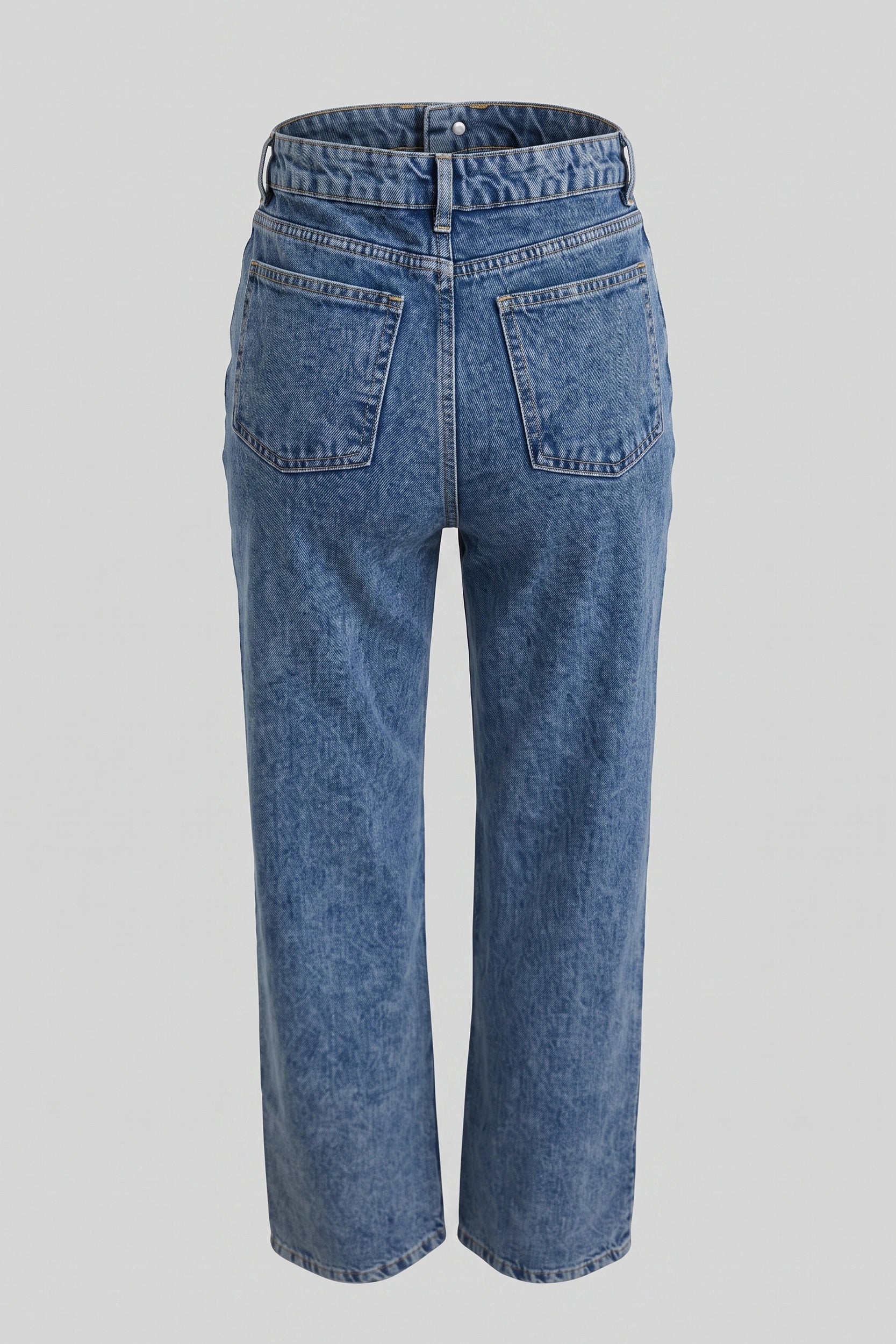High Rise Straight Ripped Jeans Women Marble Blue Denim