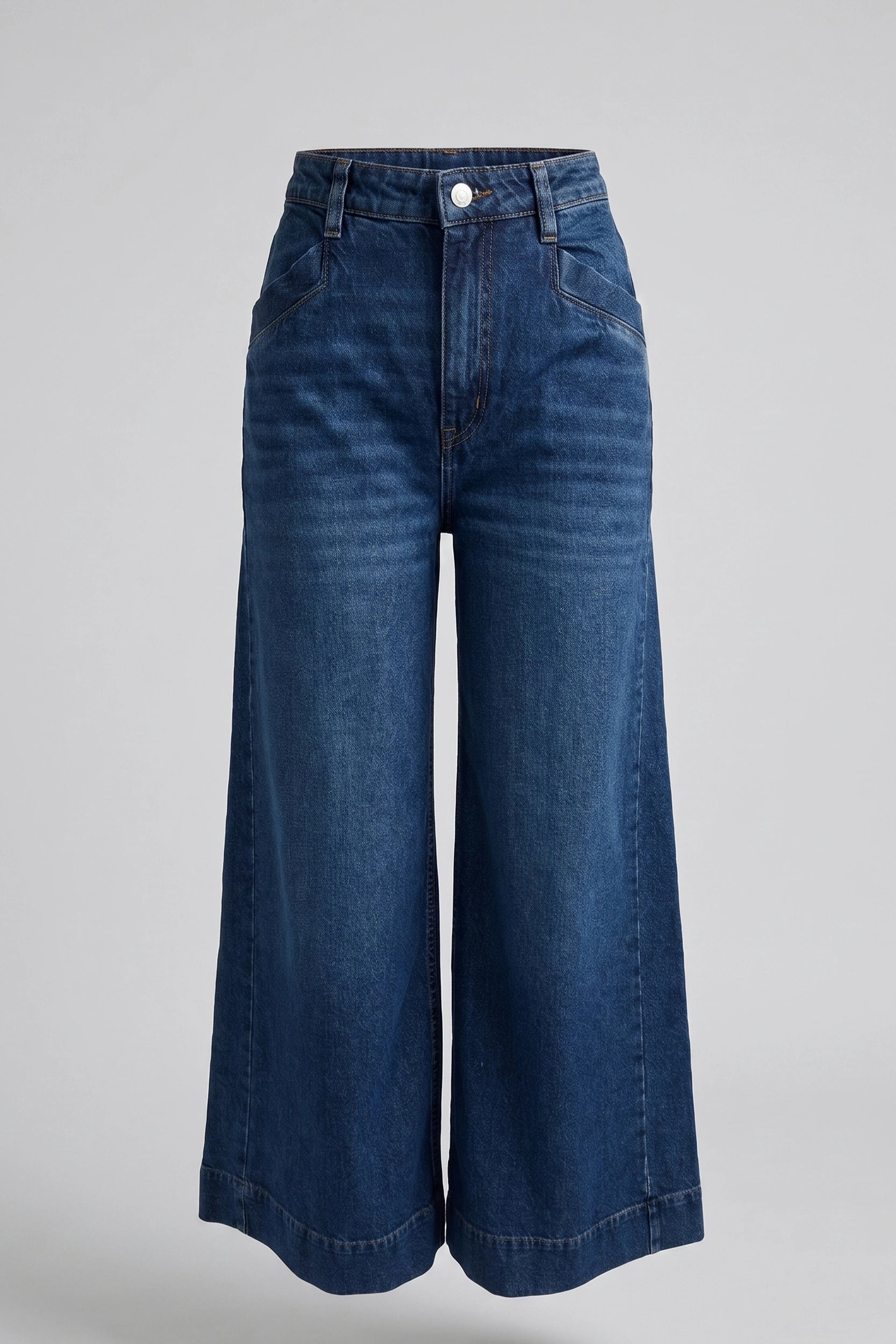 High Rise Wide Leg Denim Pants for Women