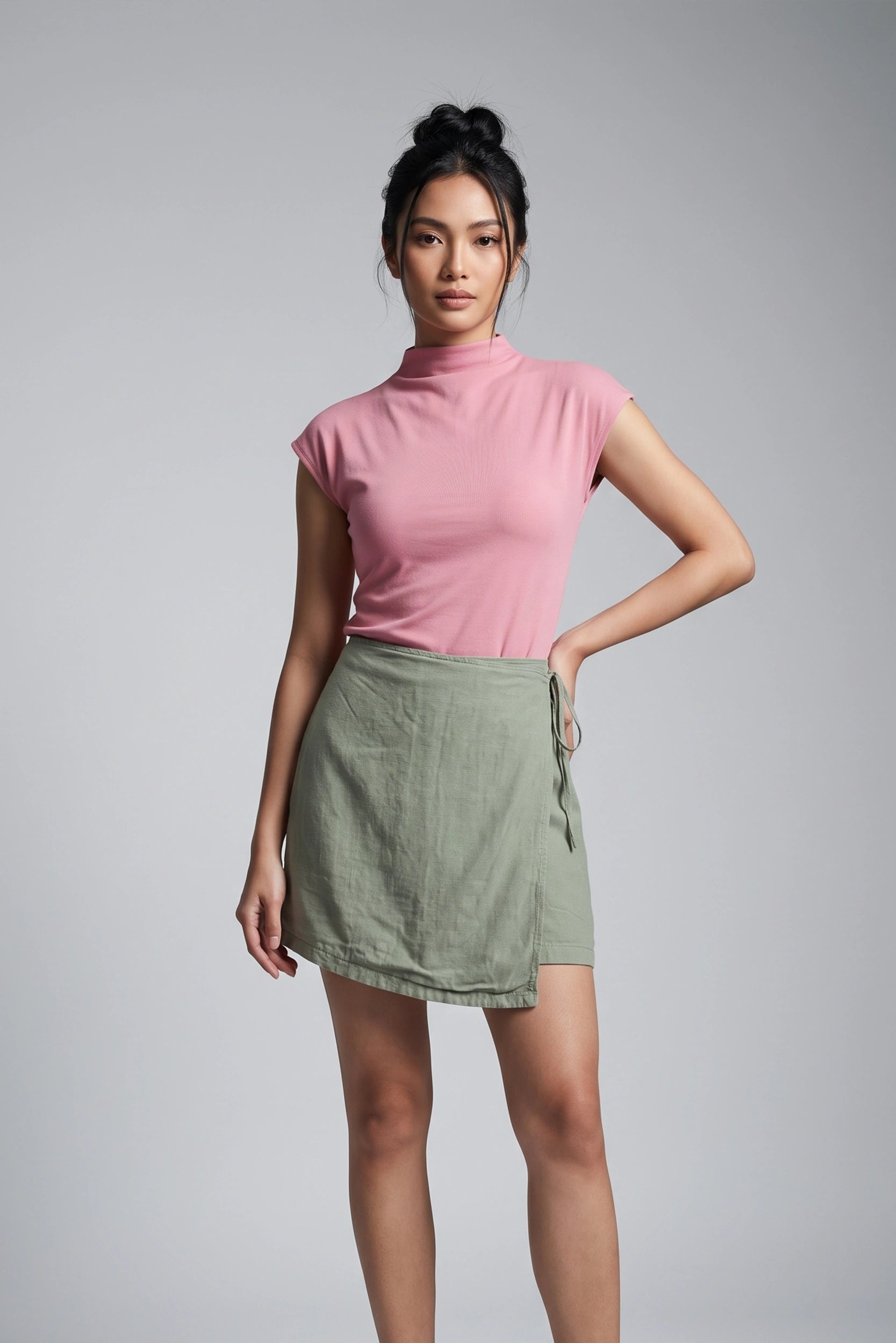 High Rise Skort with Side Ribbon Women Casual Skirt