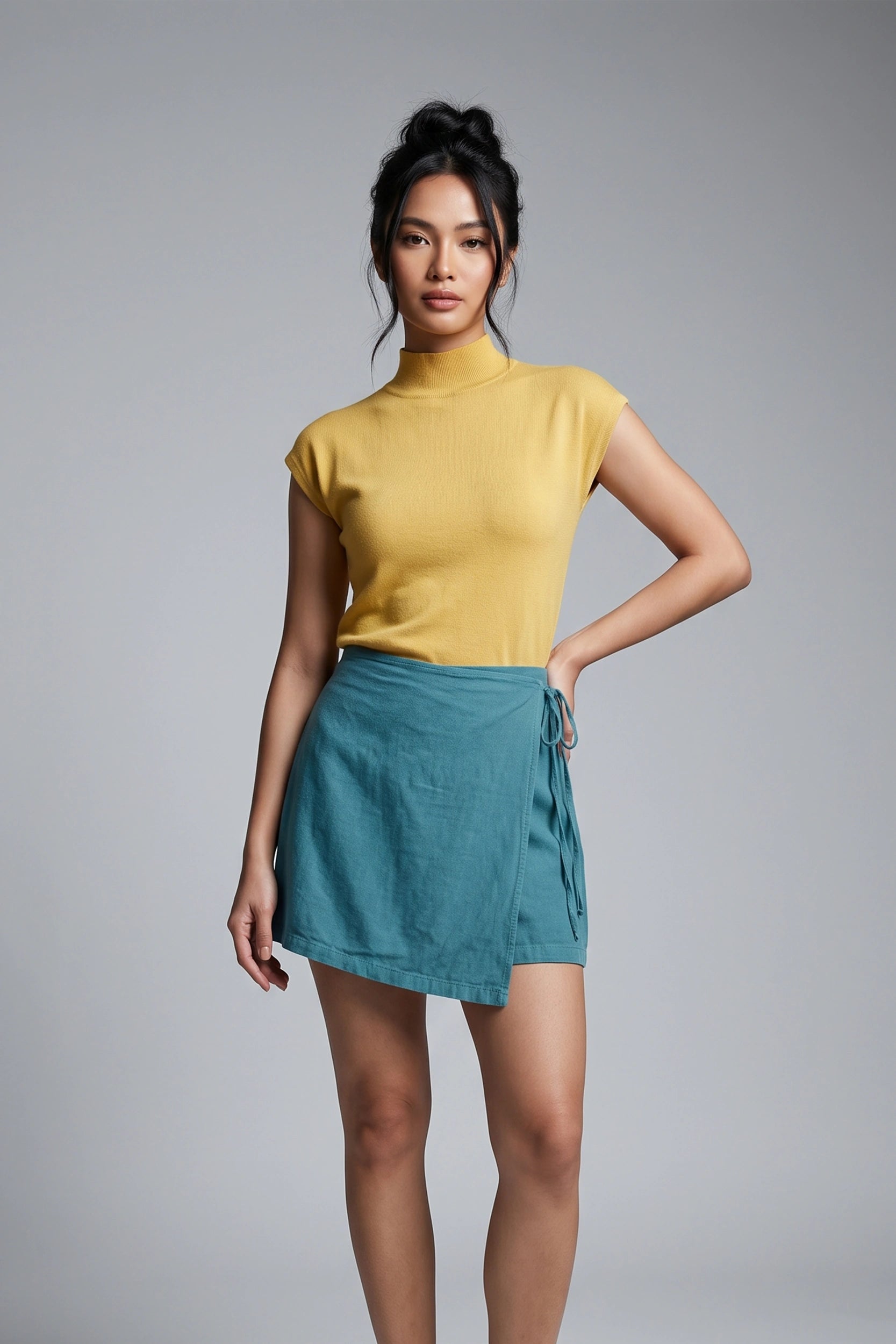 High Rise Skort with Side Ribbon Women Casual Skirt