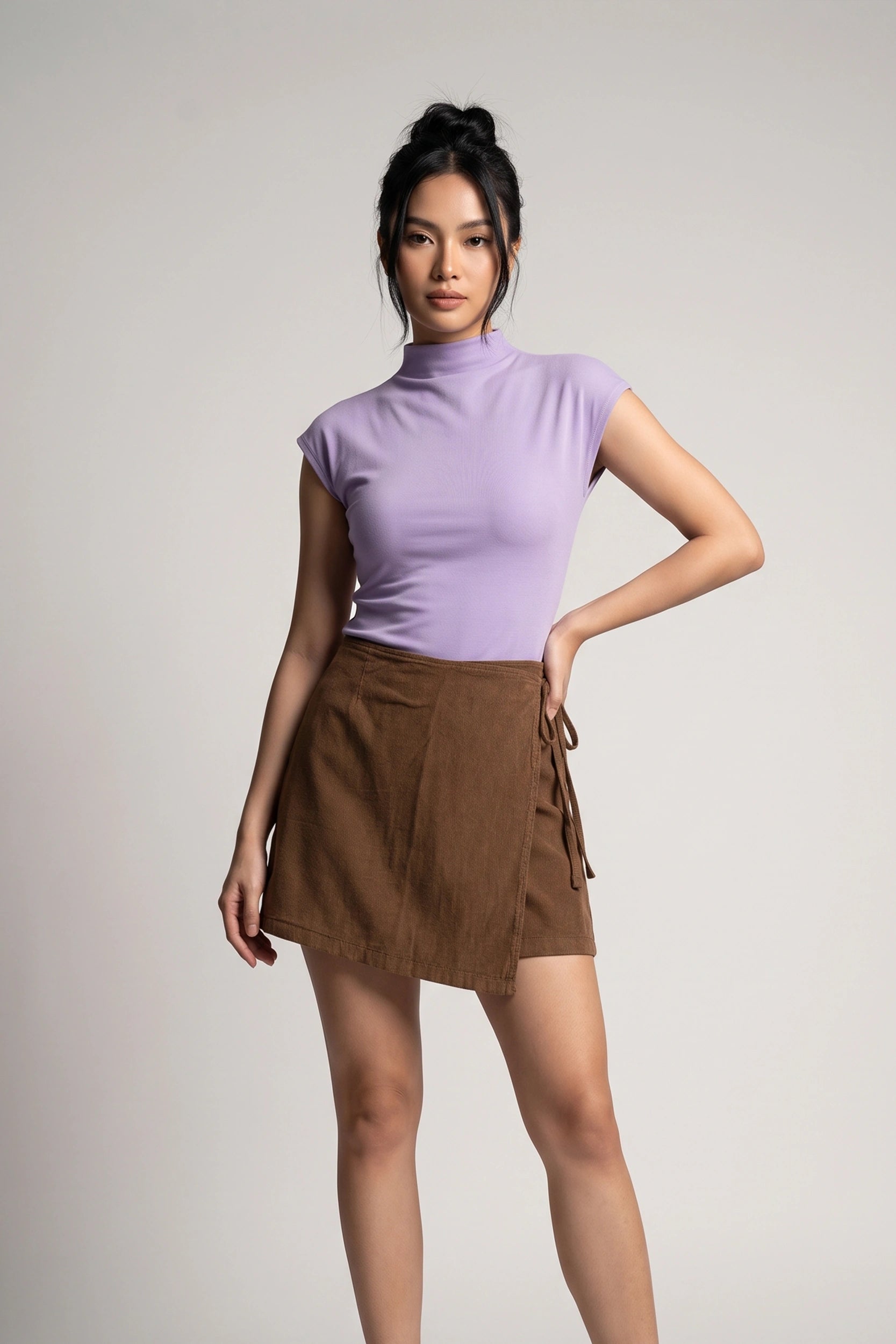 High Rise Skort with Side Ribbon Women Casual Skirt