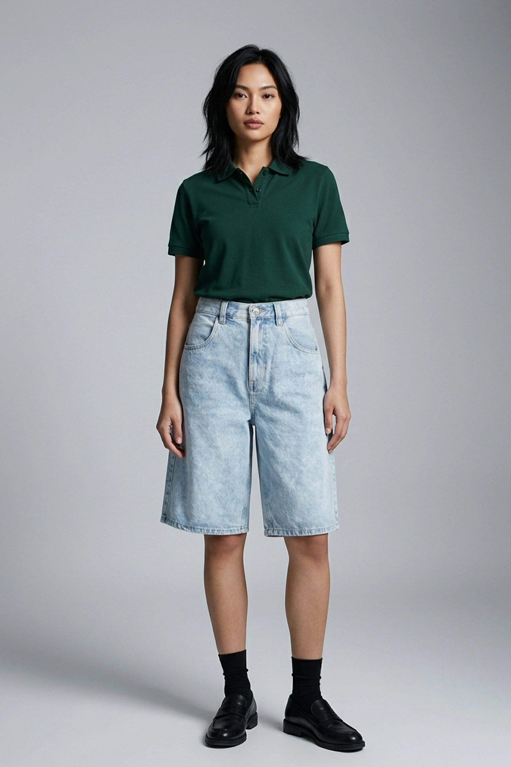 Ladies Denim Baggy Shorts Women Jorts Casual Relaxed