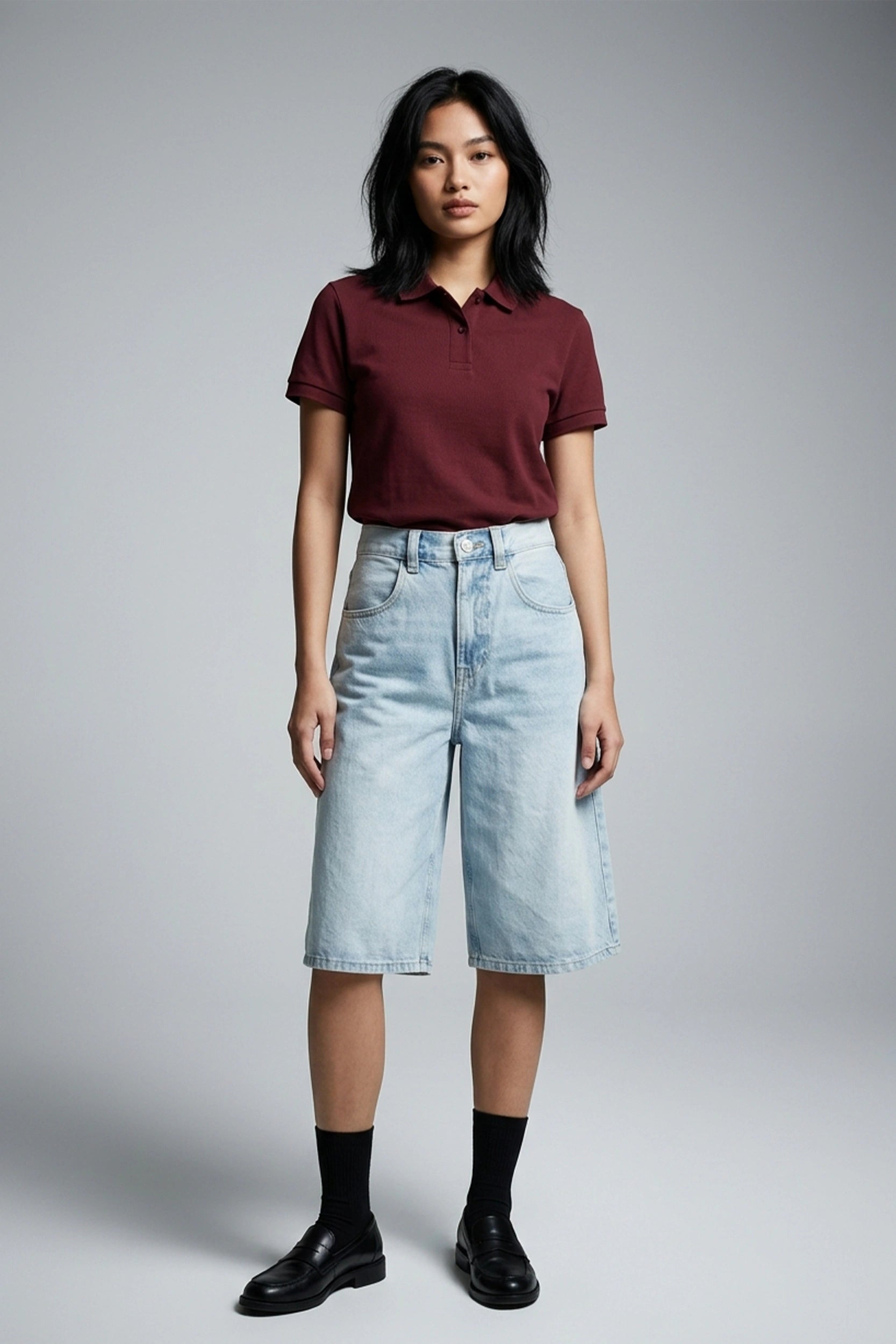 Ladies Denim Baggy Shorts Women Jorts Casual Relaxed