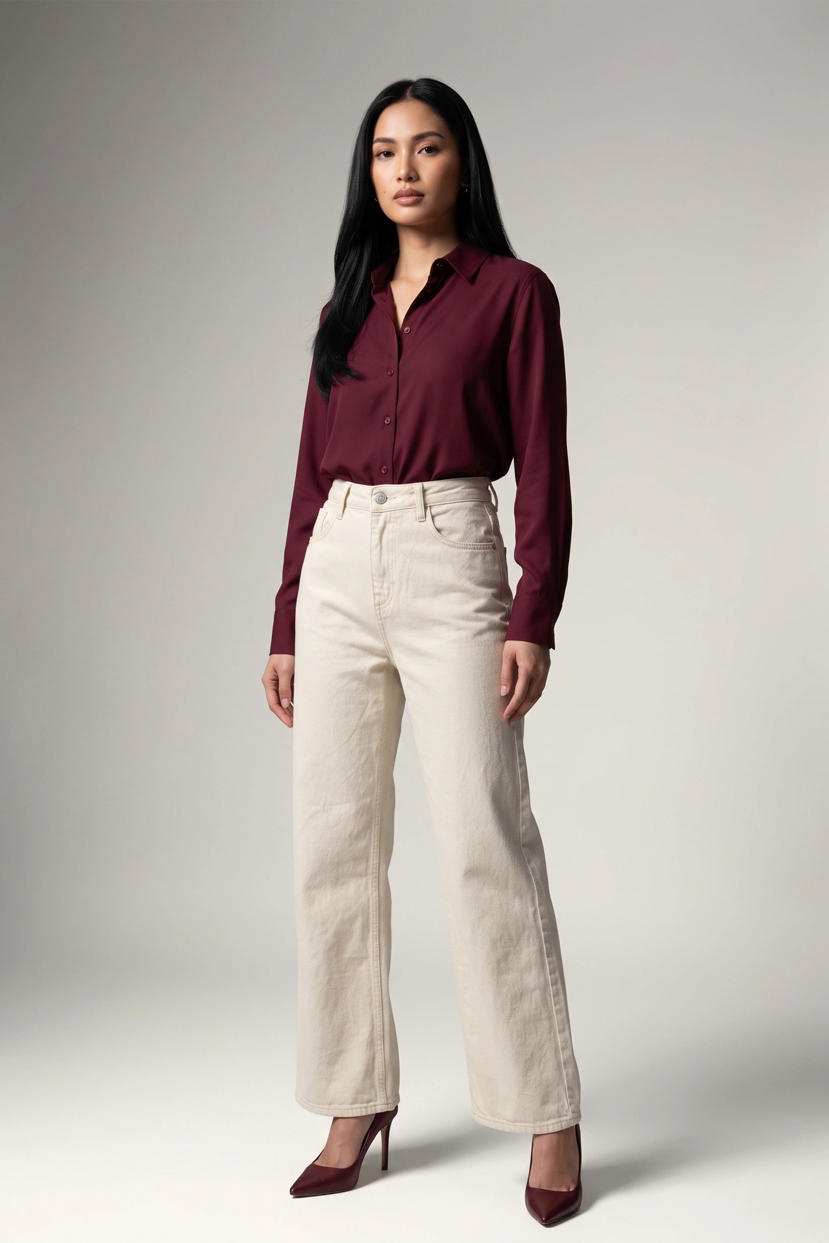Ladies Straight Cut High Rise Denim Jeans