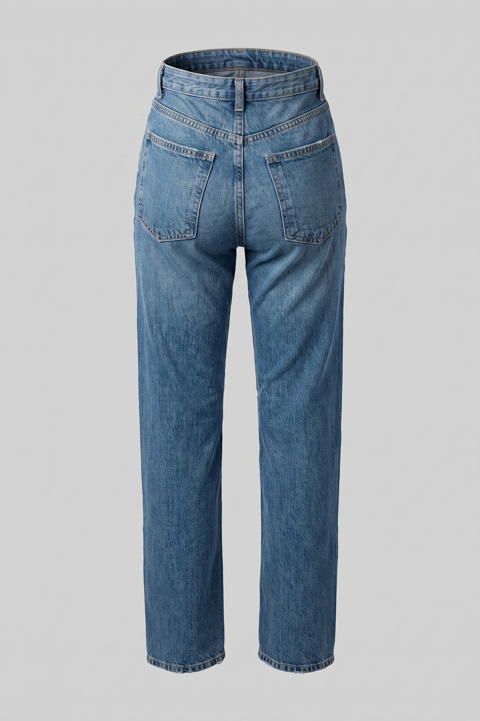 Ladies Straight Cut Mid Rise Denim Jeans