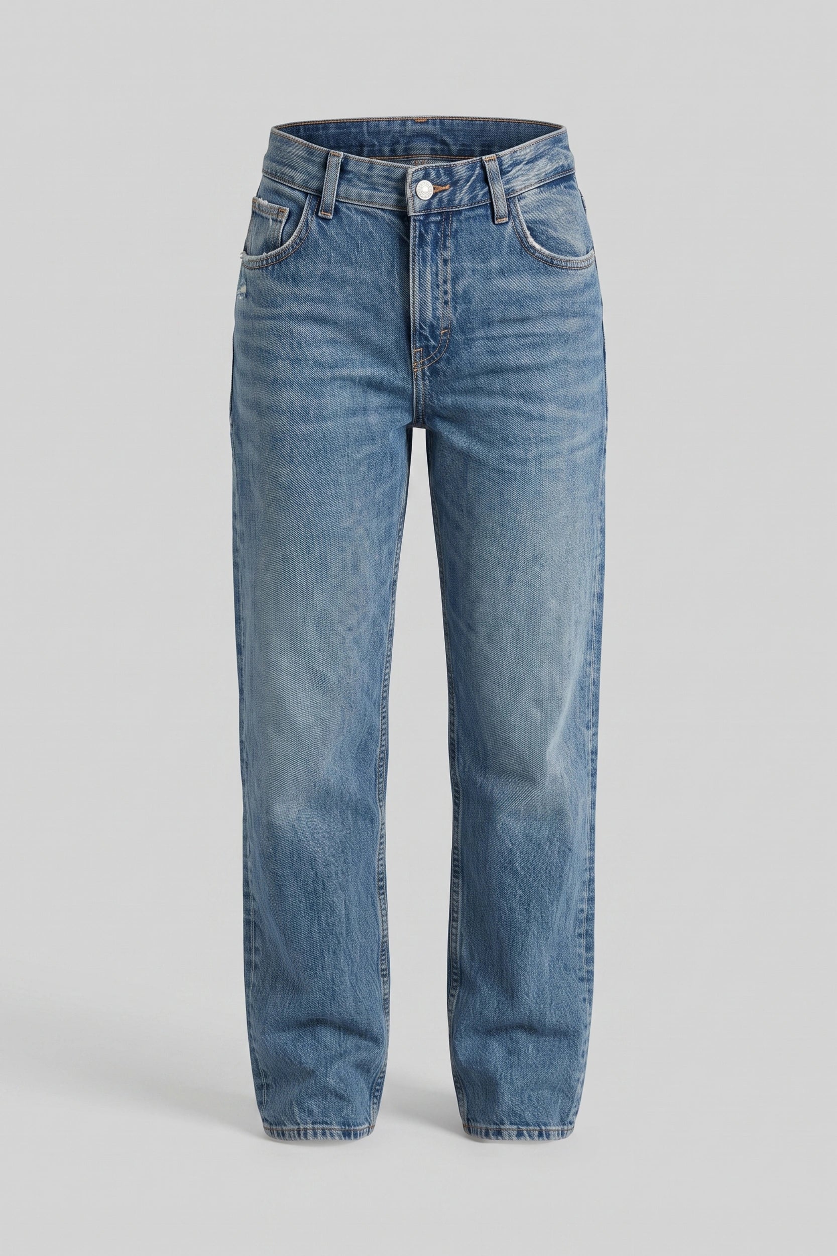 Ladies Straight Cut Mid Rise Denim Jeans