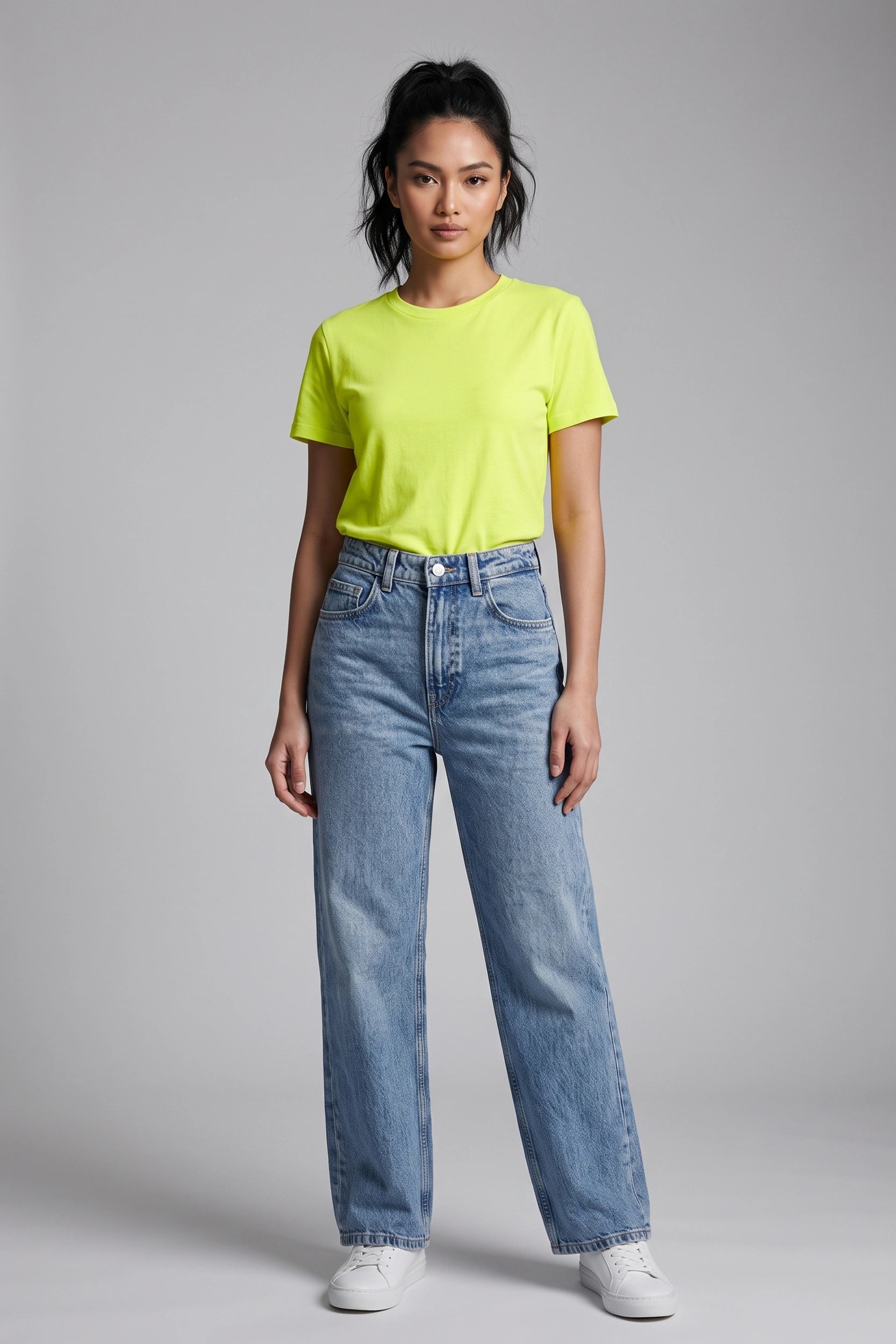 Ladies Straight Cut Slim Fit High Rise Jeans