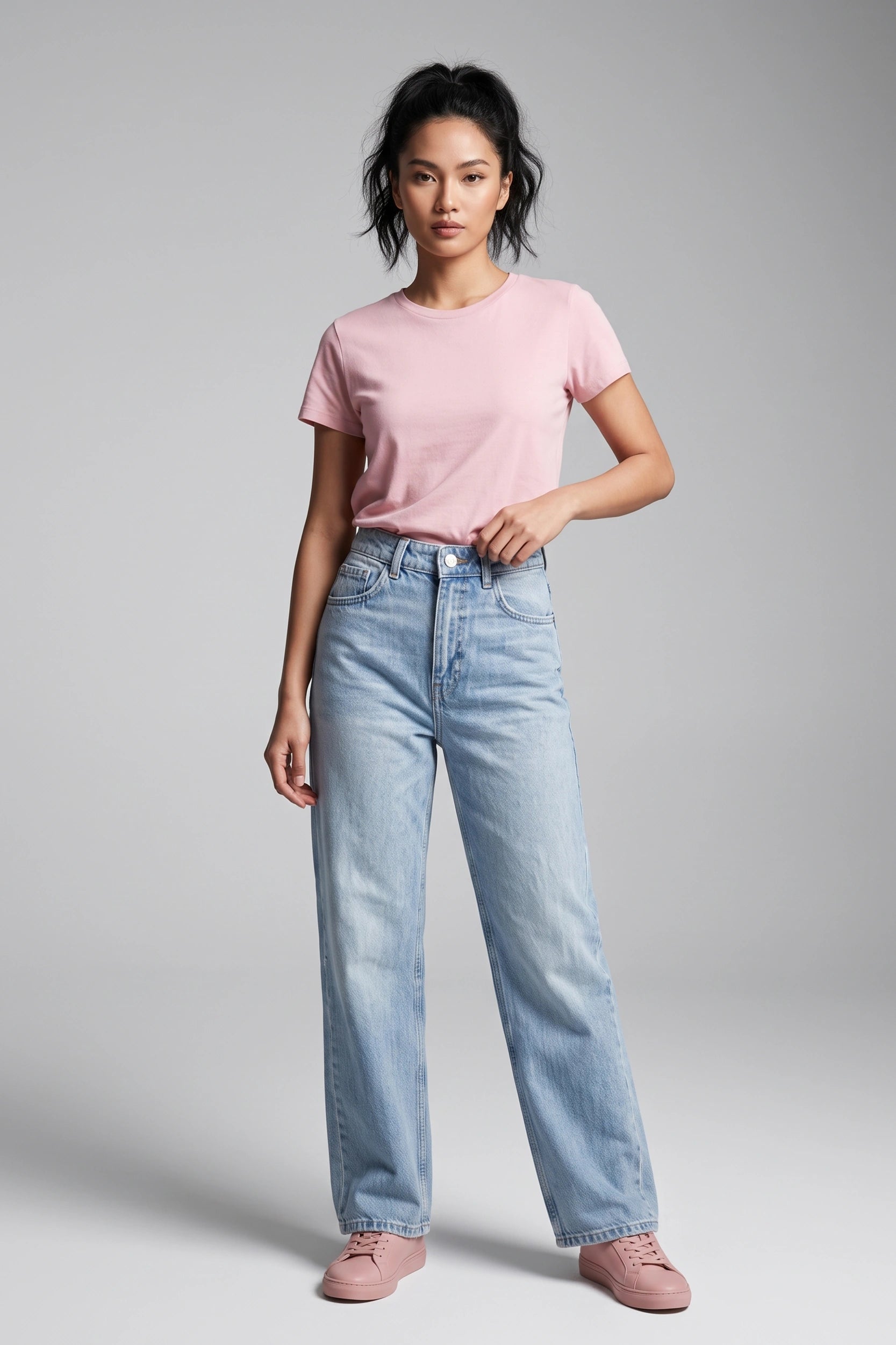 Ladies Straight Cut Slim Fit High Rise Jeans