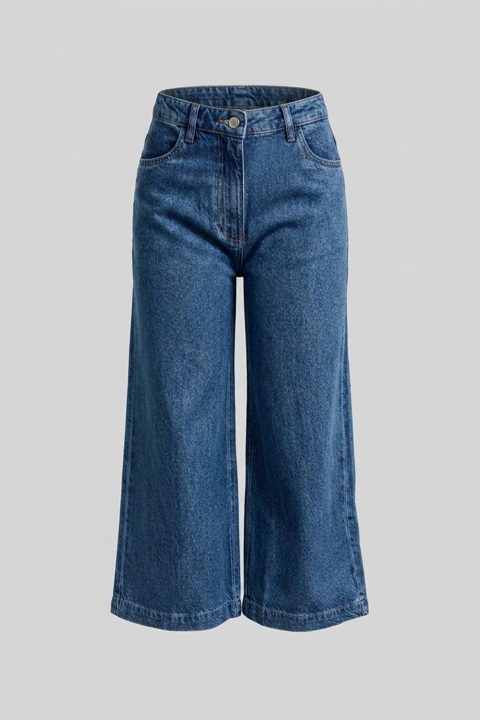 Ladies Wide Leg High Rise Jeans - Relaxed Comfort Fit