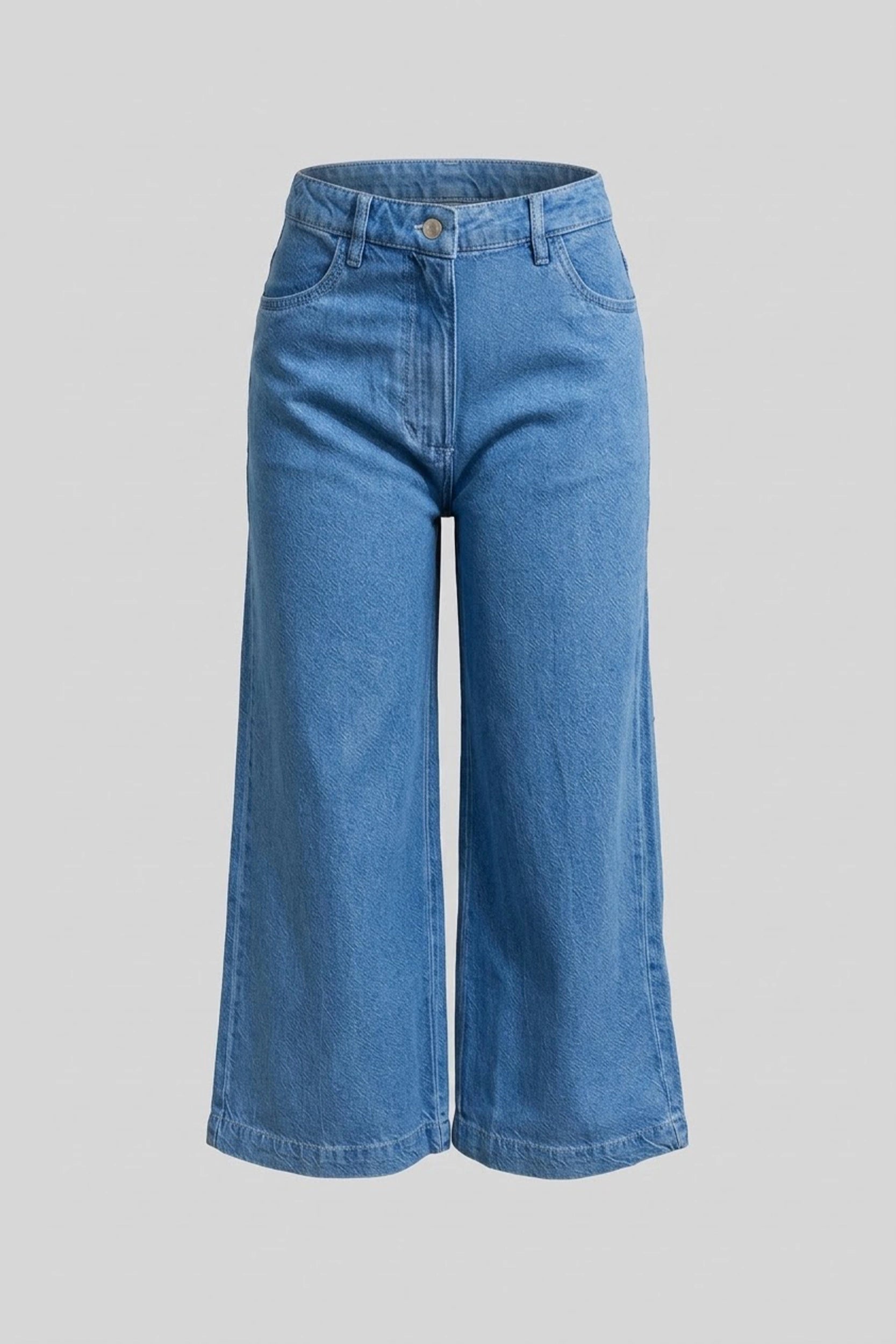 Ladies Wide Leg High Rise Jeans - Relaxed Comfort Fit