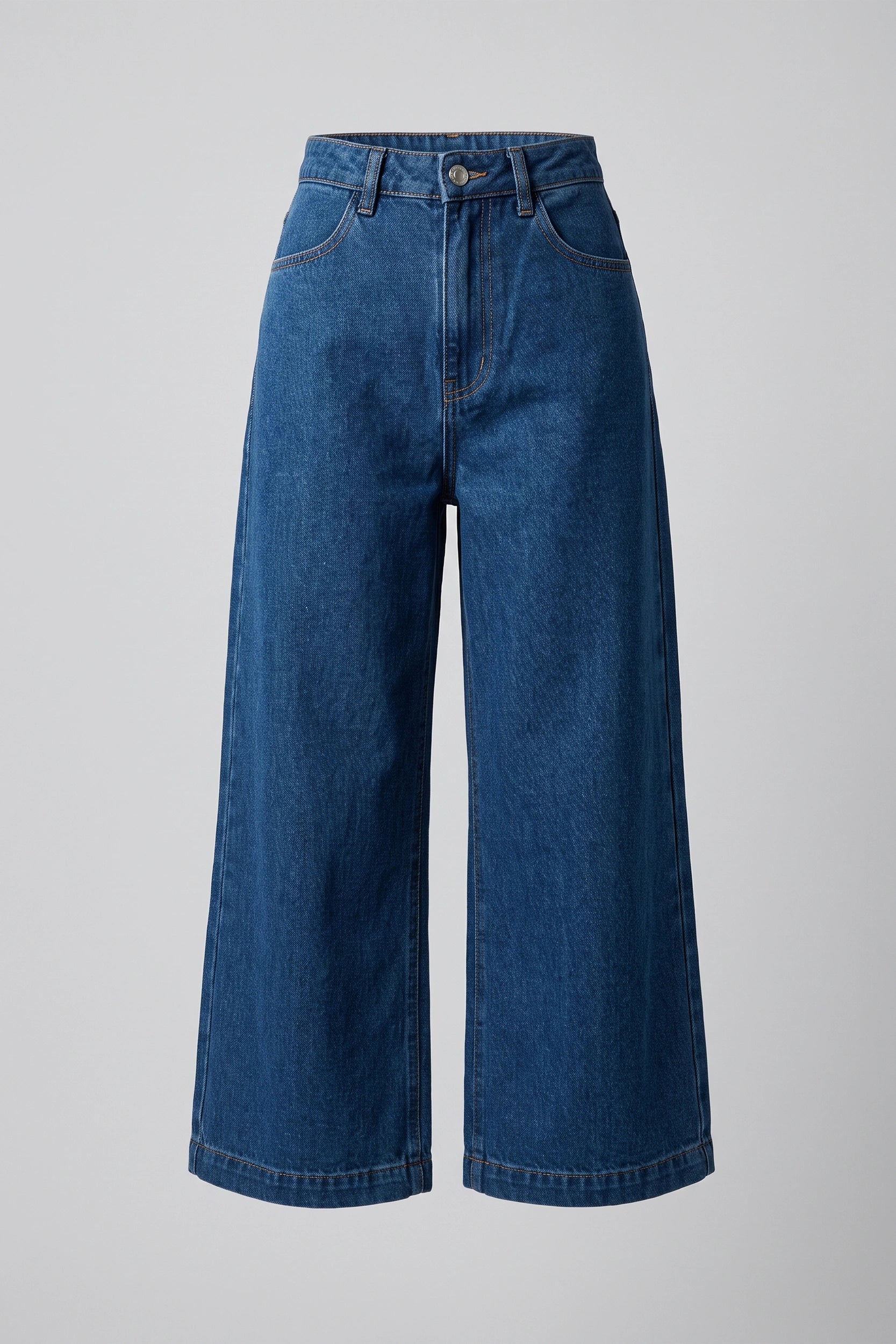 Ladies Wide Leg High Rise Jeans - Relaxed Comfort Fit