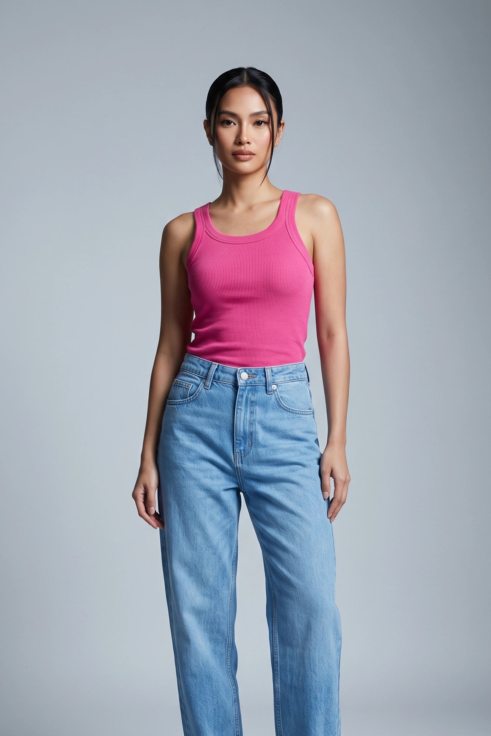 Ladies Full Length Rib Tank Top - Casual Everyday