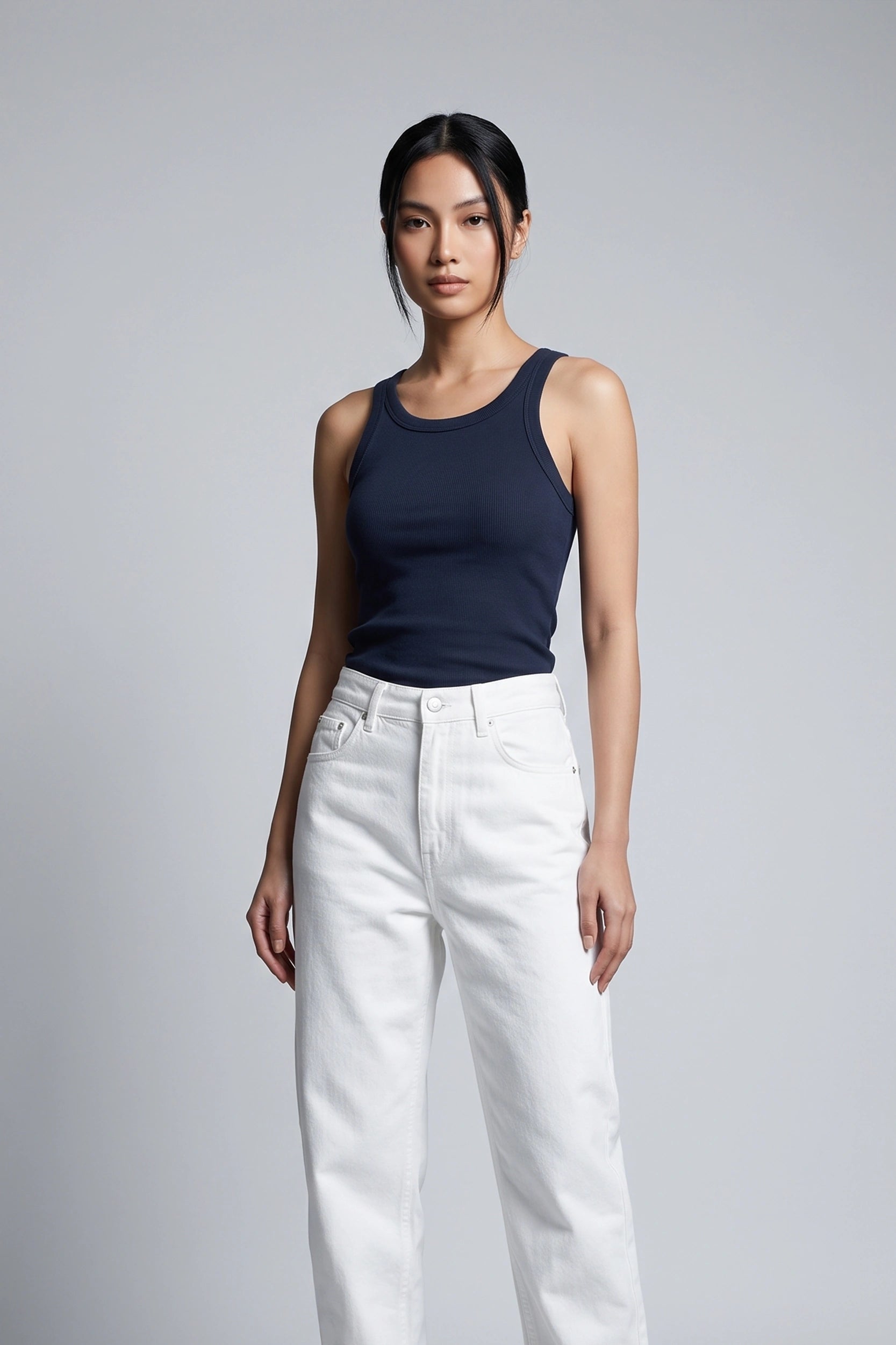 Ladies Full Length Rib Tank Top - Casual Everyday