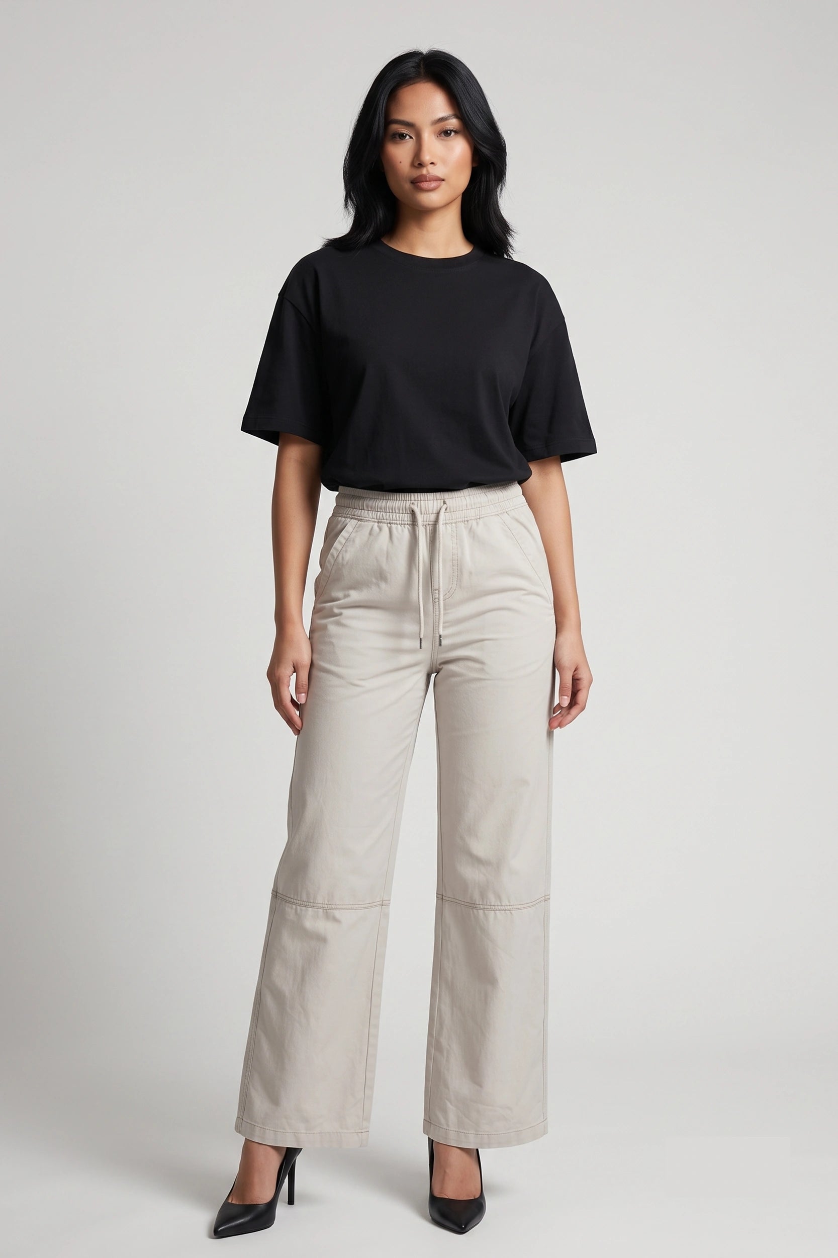 Ladies Garterized High Rise Linen Trouser with Drawstring