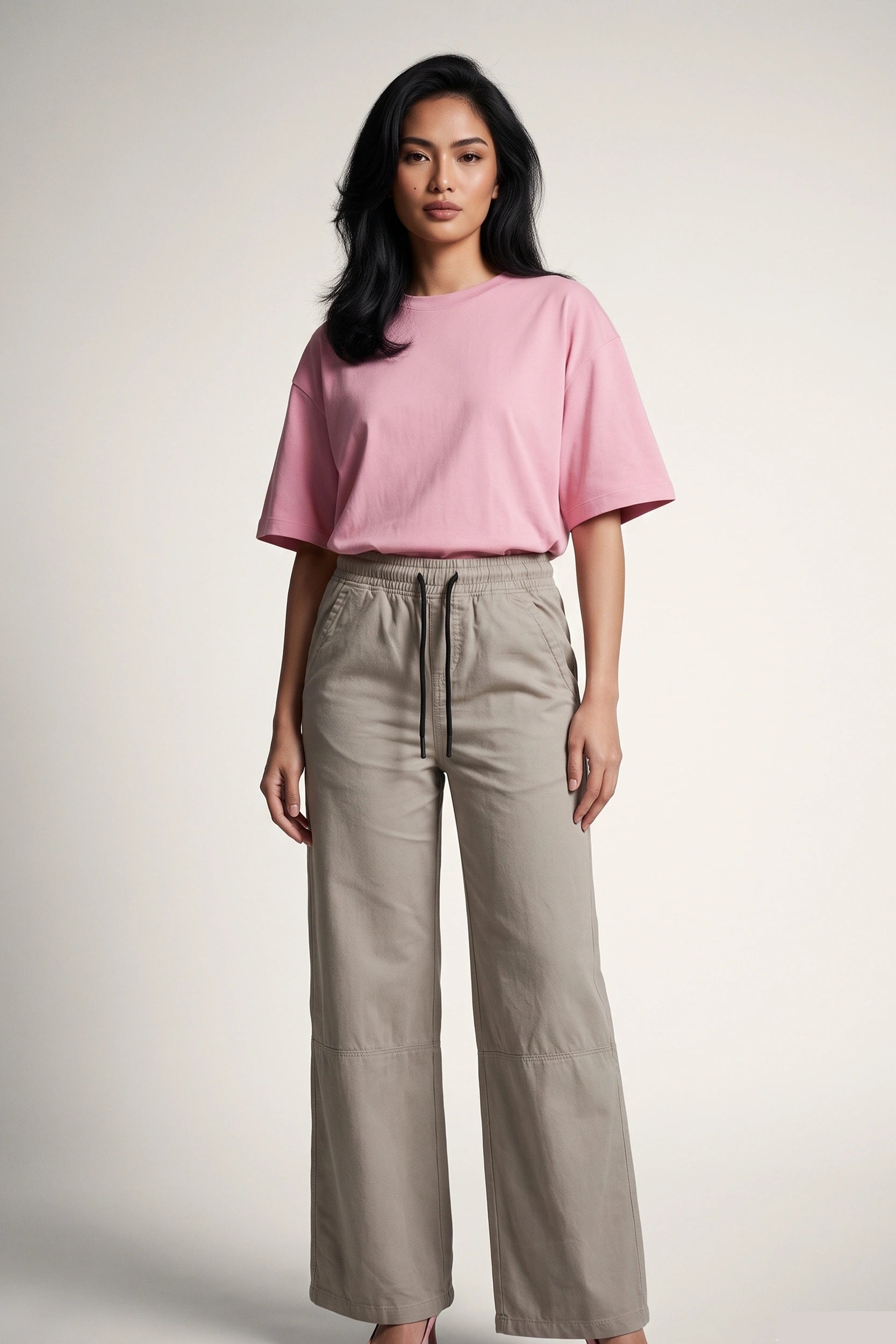 Ladies Garterized High Rise Linen Trouser with Drawstring