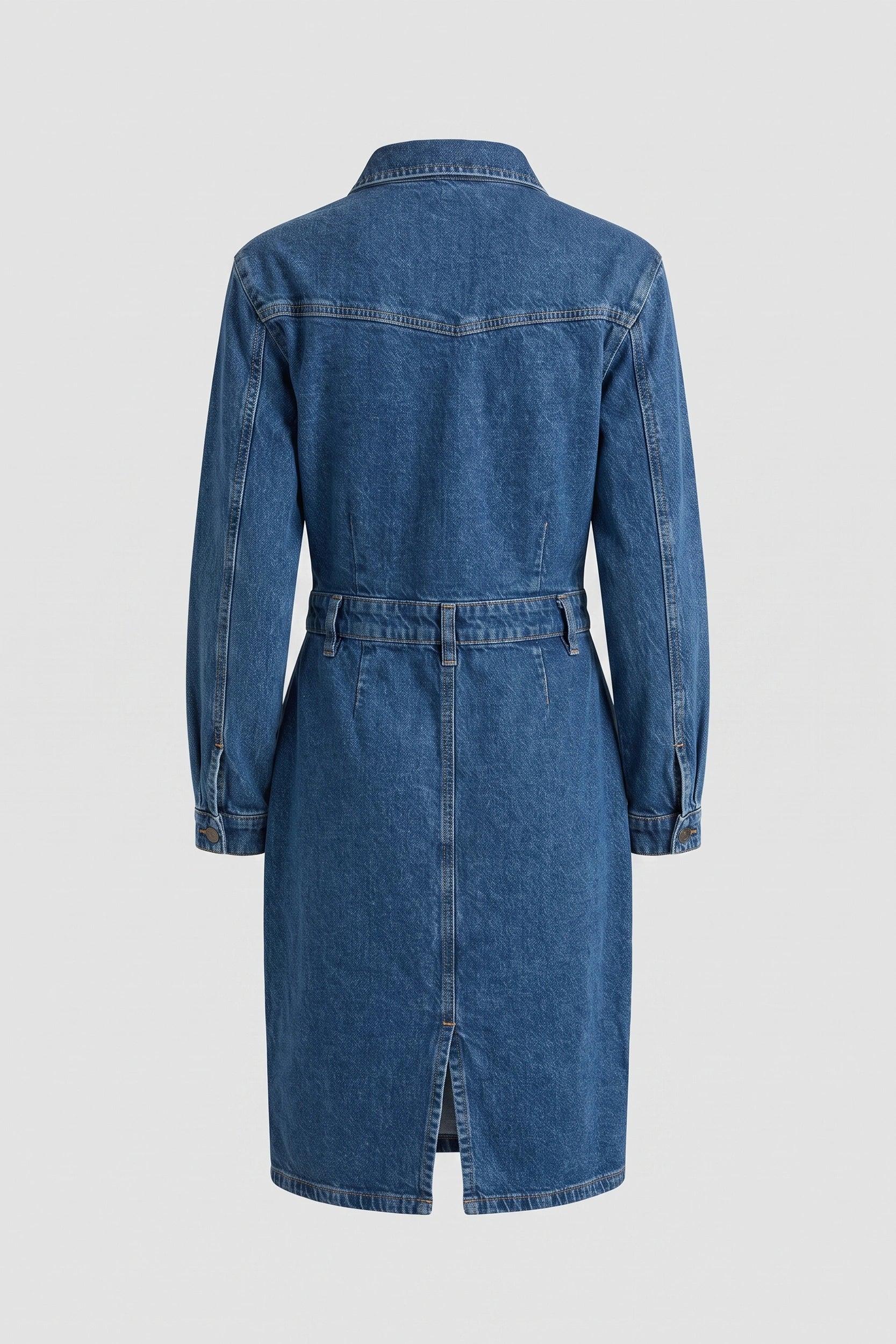 Ladies Long Sleeve Denim Dress without Waist Belt Style