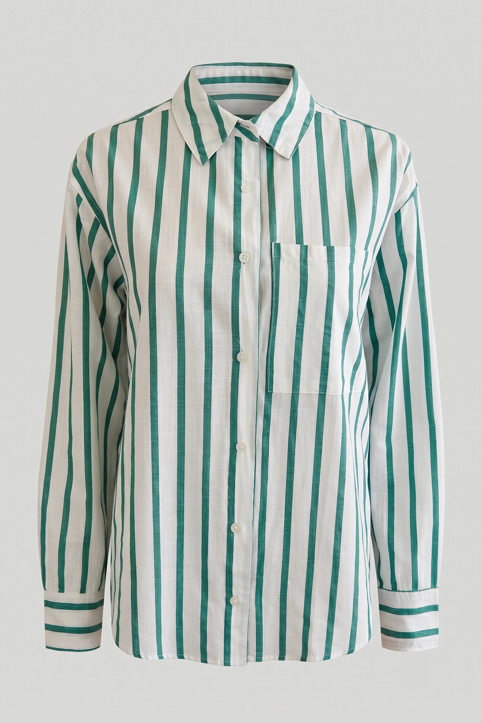 Ladies Long Sleeve Striped Polo Shirt - Casual Style