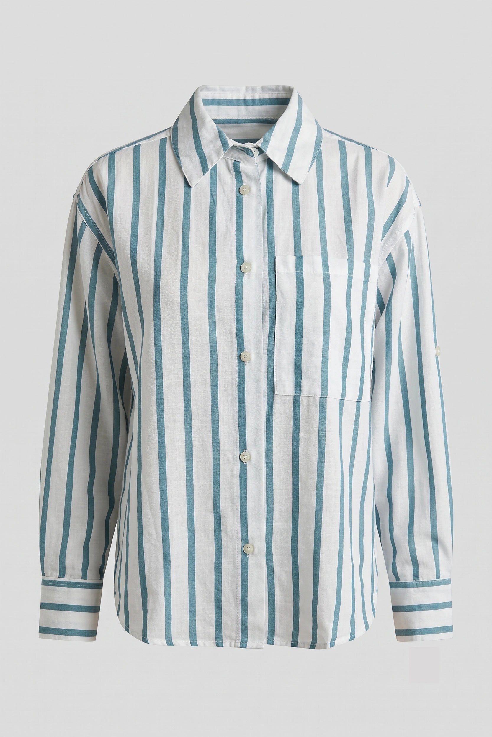 Ladies Long Sleeve Striped Polo Shirt - Casual Style