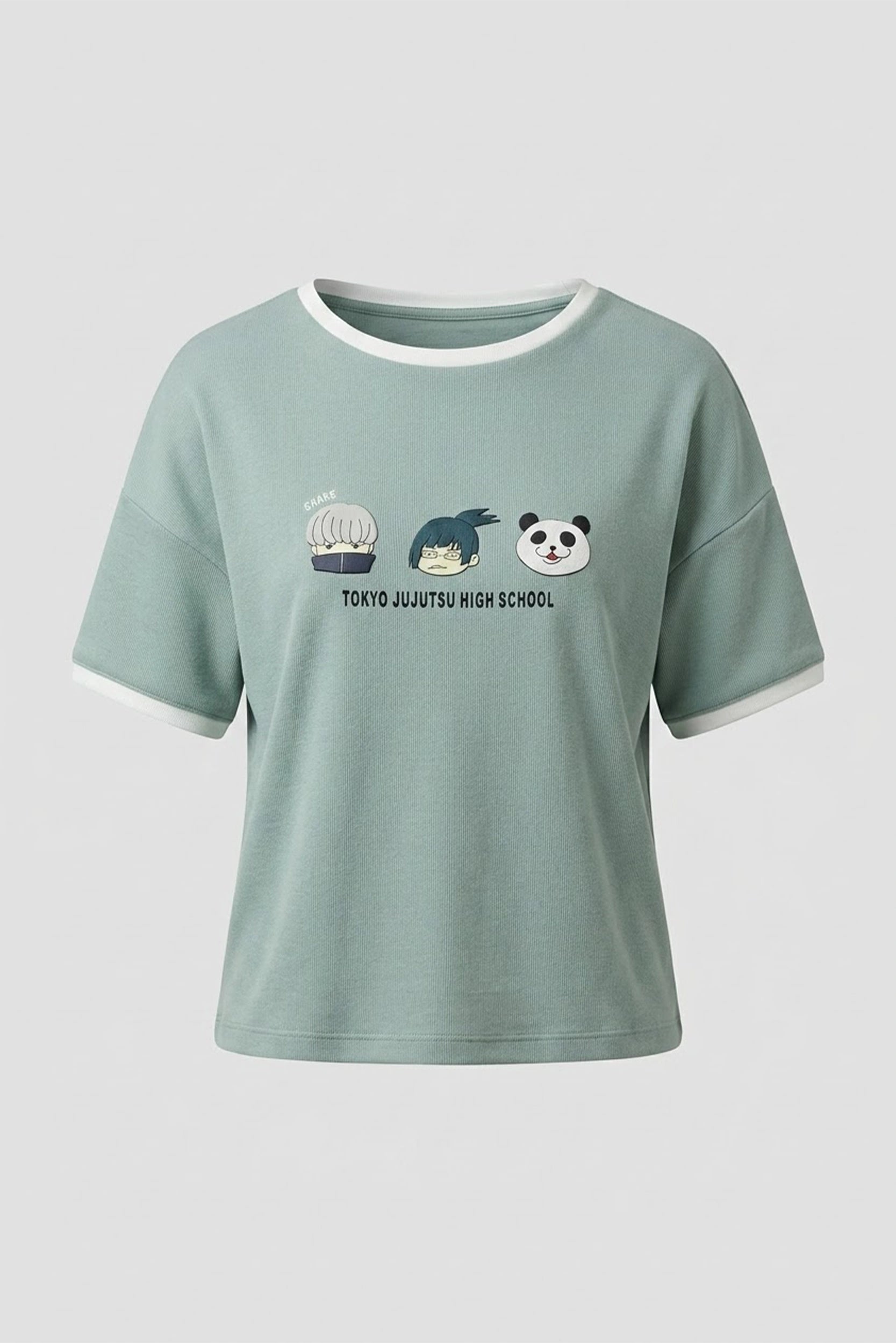 Ladies Oversized Cotton Crop Top - Tokyo Jujutsu Print