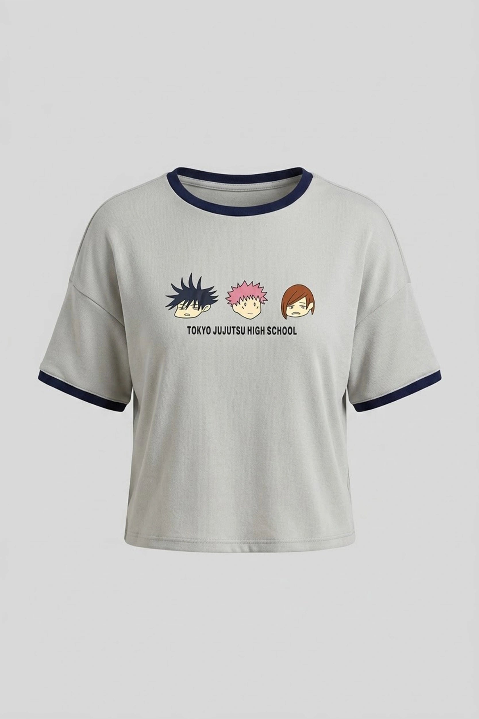 Ladies Oversized Cotton Crop Top - Tokyo Jujutsu Print