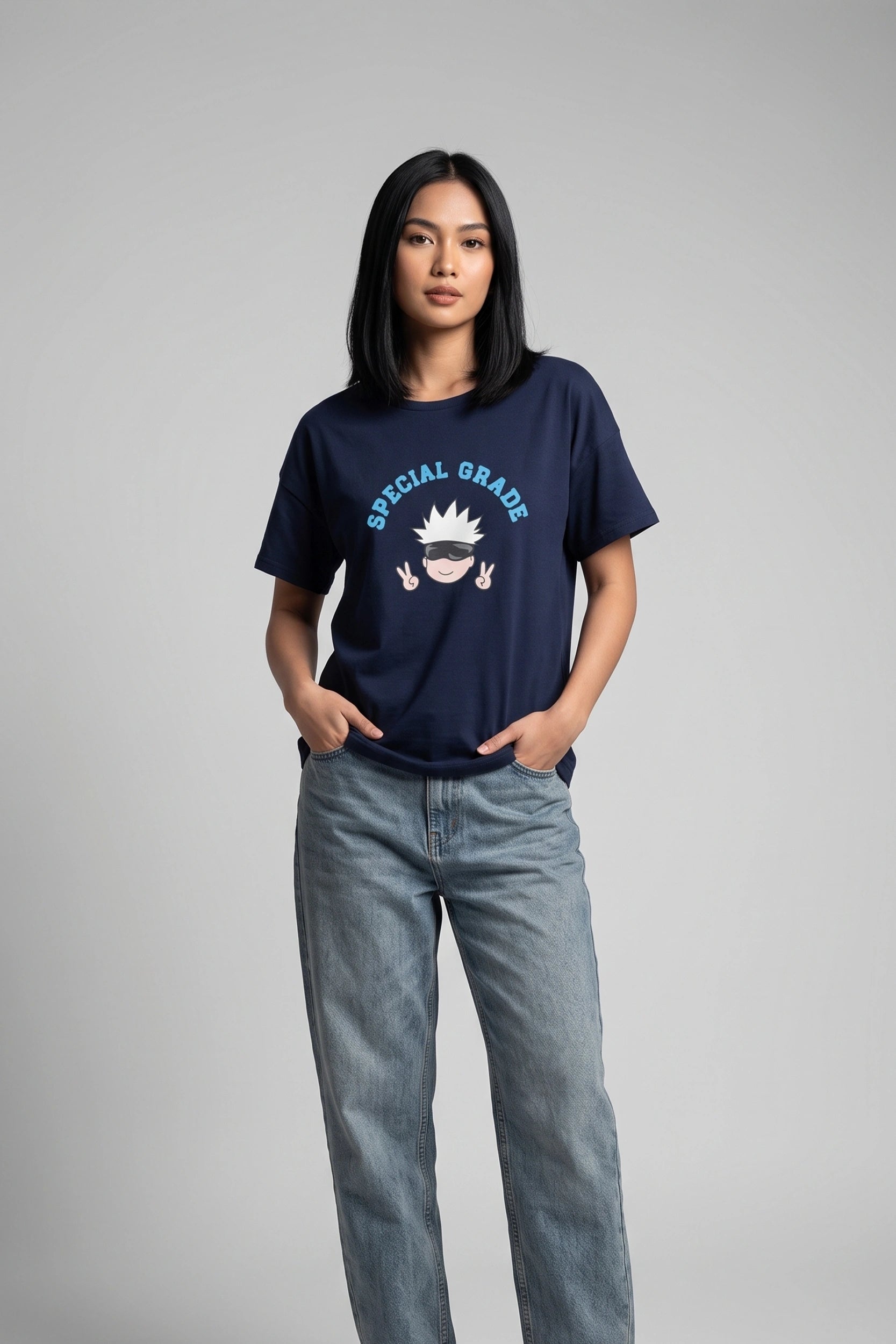 Ladies Oversized Cotton Crop Top - Tokyo Jujutsu Print