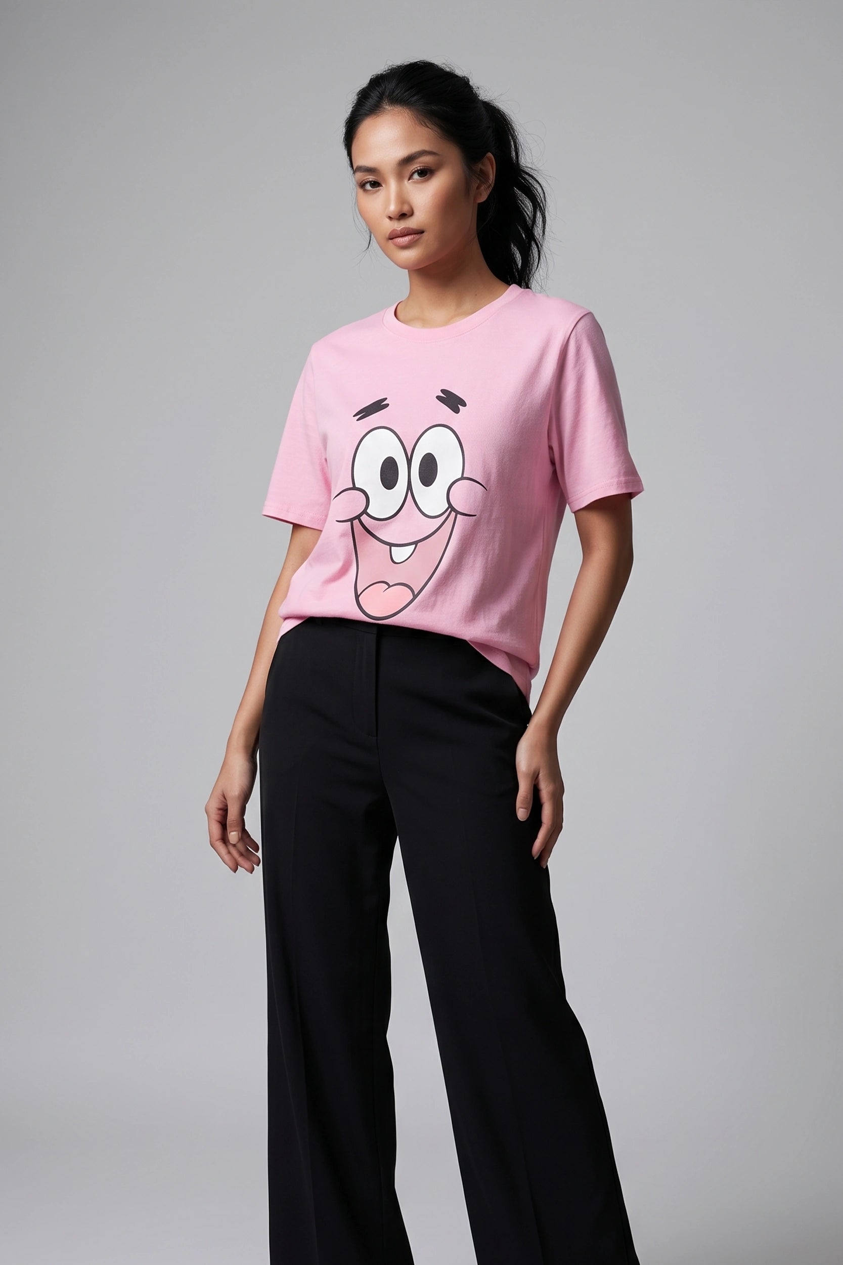 Ladies Oversize T-Shirt with Patrick Design - Casual Top