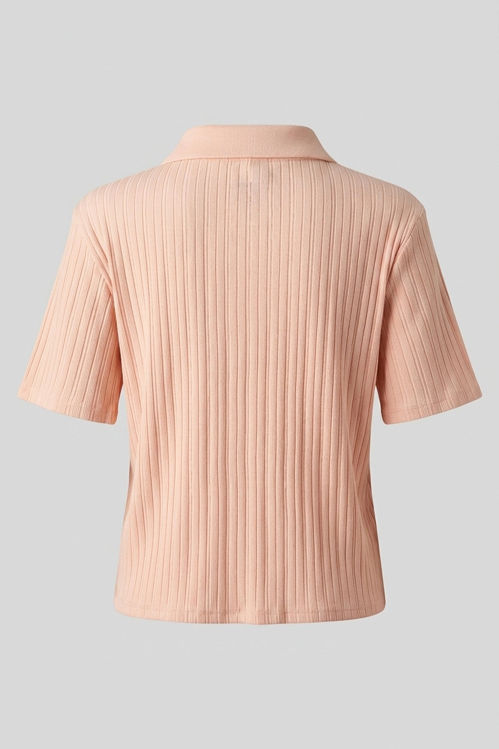 Ladies Polo Rib Top - Cropped T-Shirt with Button Detail