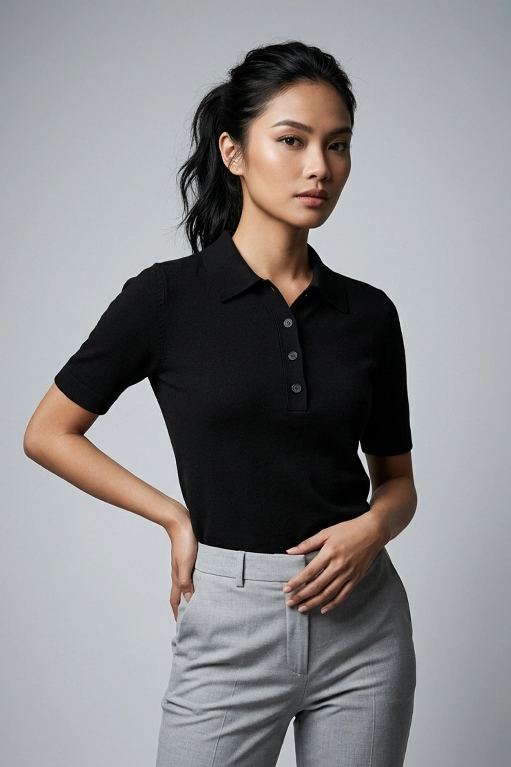Ladies Polo Shirt Casual Classic Collar Top