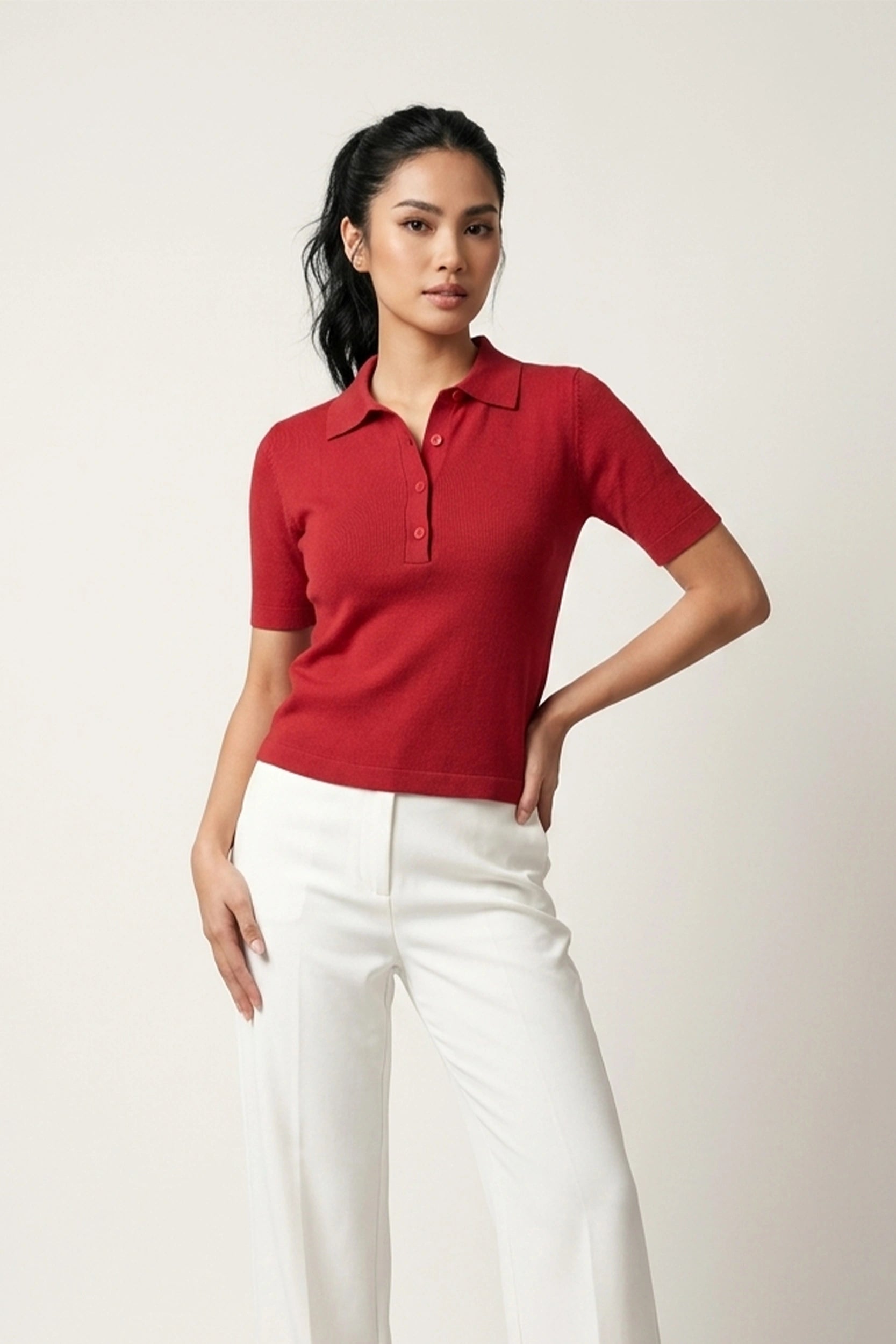 Ladies Polo Shirt Casual Classic Collar Top